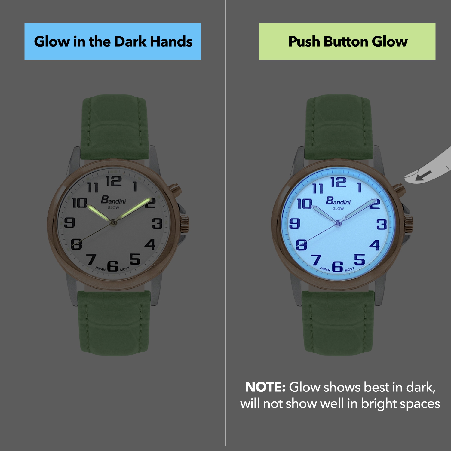 Womens Rose Gold Tone Glow Watch, Alligator Pattern Leather Band, 28mm Analog Easy to Read with Light Up, Quartz, White Dial, Big Numbers