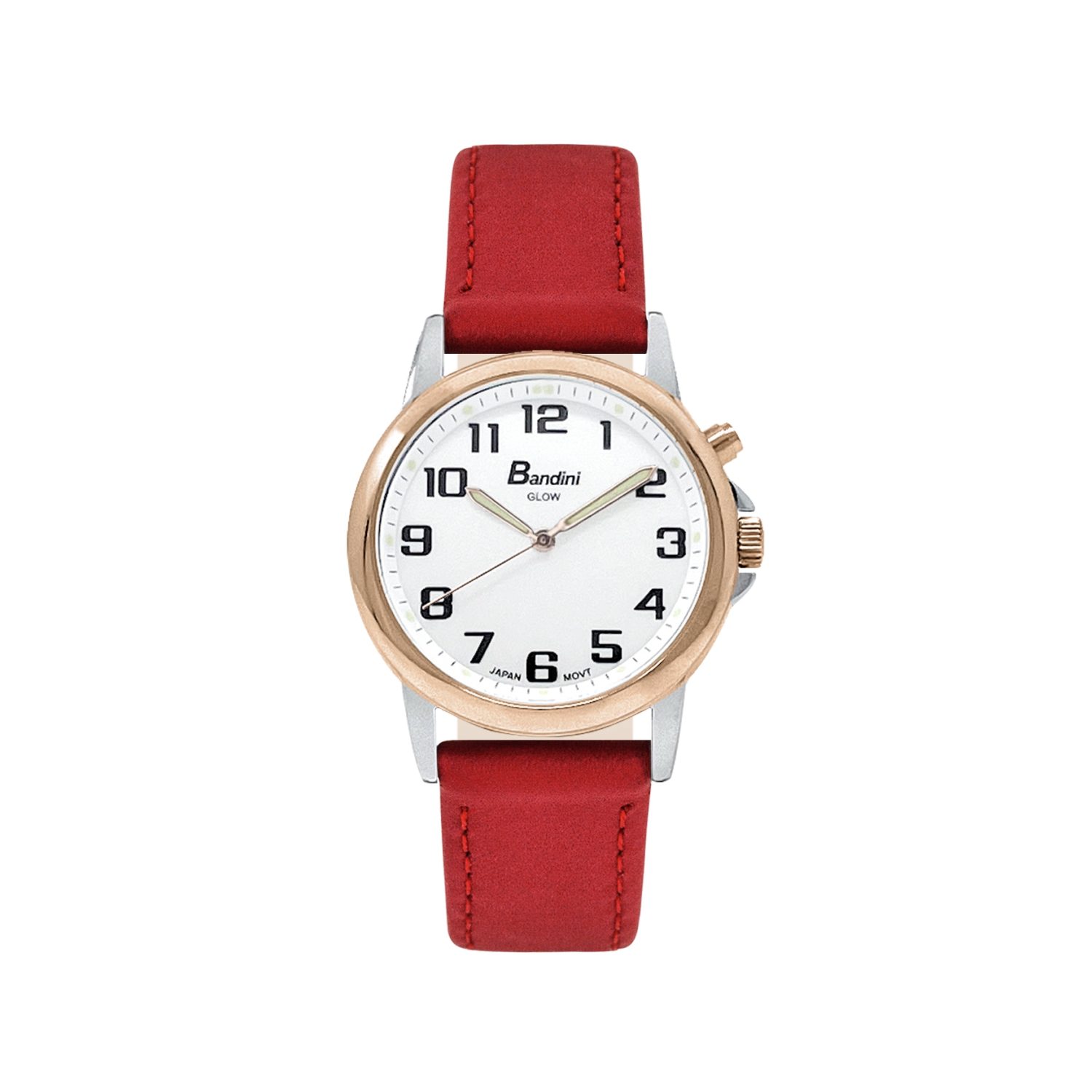 Womens Rose Gold Tone Glow Watch, Leather Band, 28mm Analog Easy to Read with Big Numbers, Light Up, Quartz, White Dial