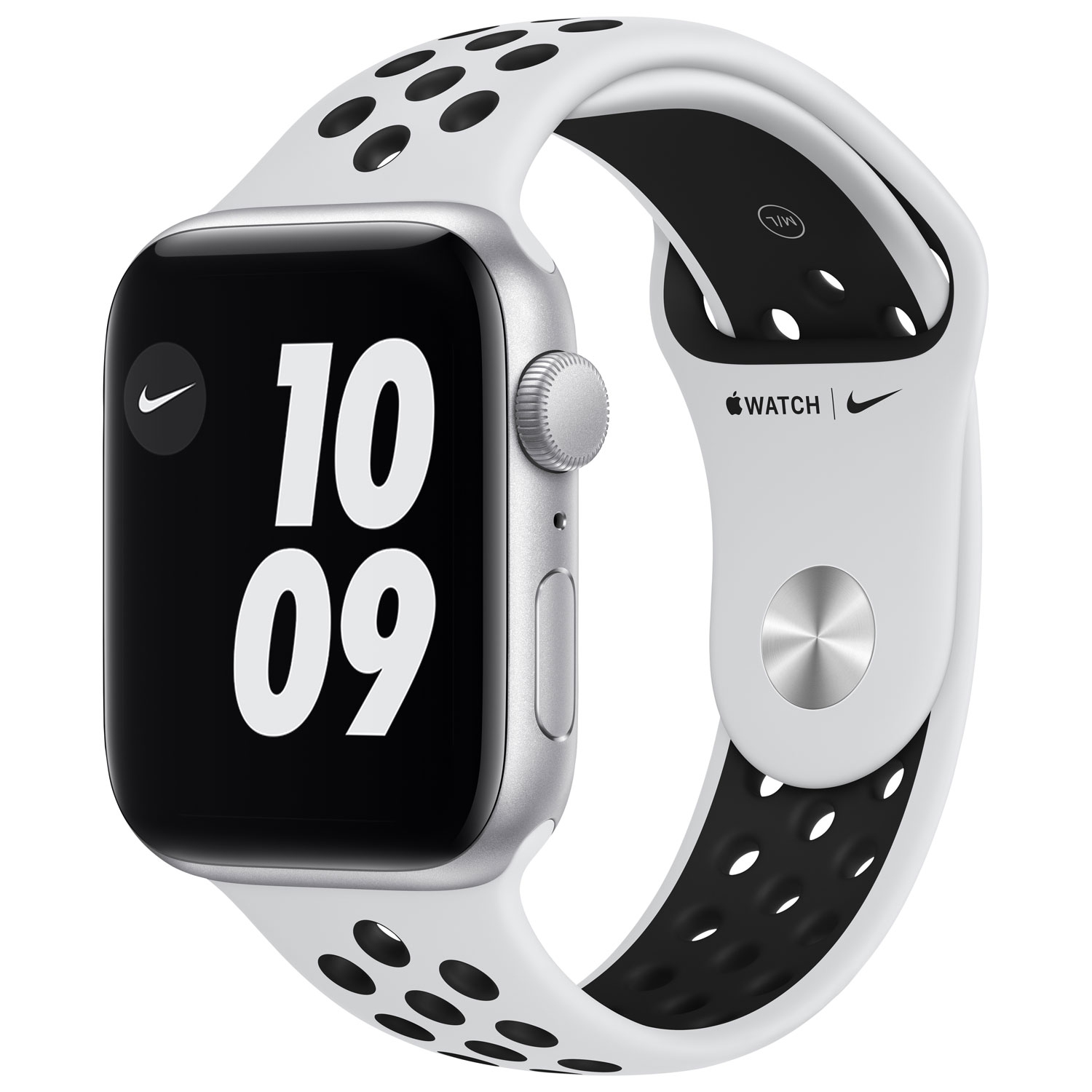 Refurbished (Fair) - Apple Watch Nike SE (GPS) 44mm Silver Aluminum Case with Pure Platinum/Black Nike Sport Band