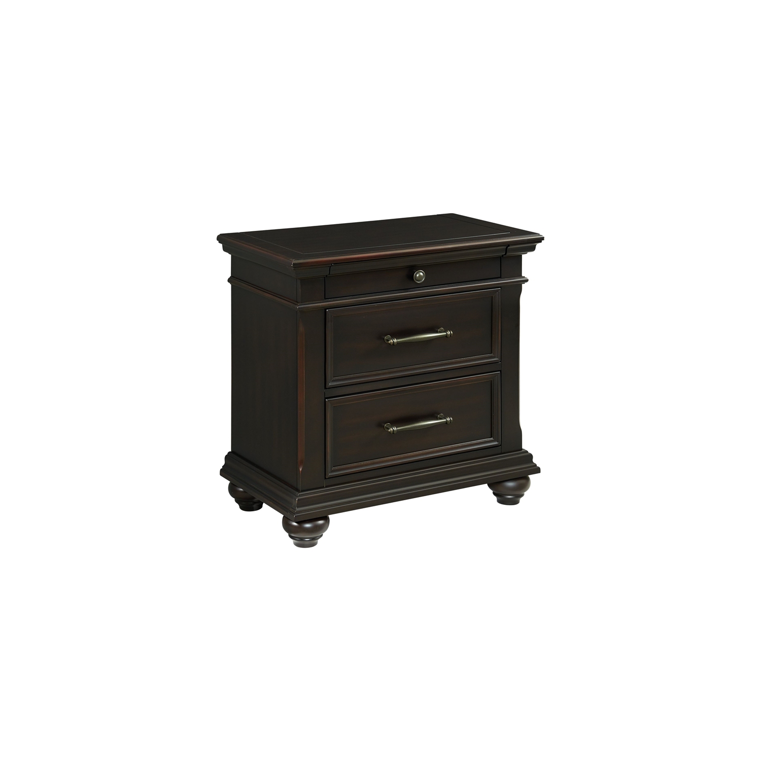 Bowery Hill Solid Wood 3-Drawer Nightstand with USB Ports in Black