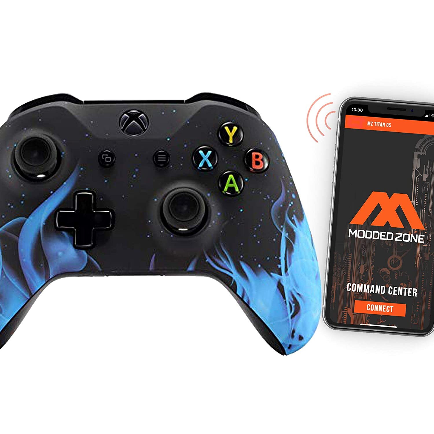 "Blue Fire" Rapid Fire Custom Standard Modded Controller Compatible with Xbox One S/X 40 Mods for All Major Shooter Games (3.5 mm Jack)