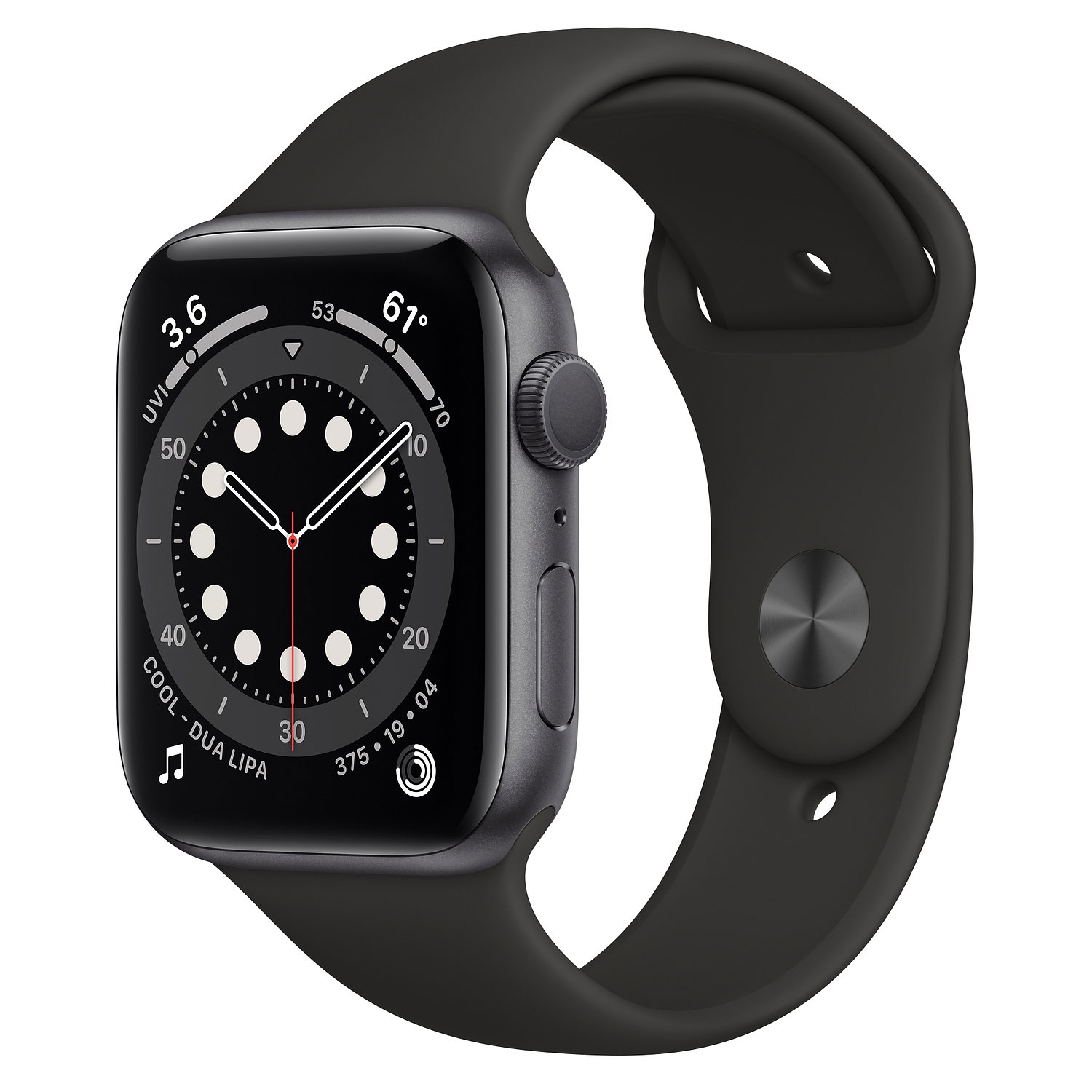 Refurbished (Fair) - Apple Watch Series 6 (GPS) 44mm Space Grey Aluminum Case with Black Sport Band