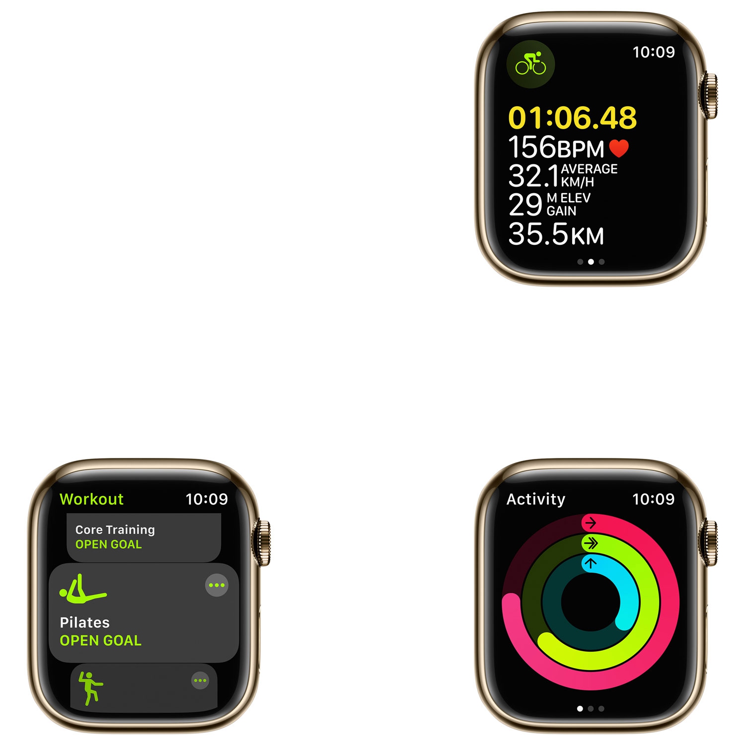 Remis à neuf - Apple Watch Series 7 (GPS + cellulaire) avec boîtier 41&nbsp;mm doré en acier inoxydable et bracelet sport bleu abysse