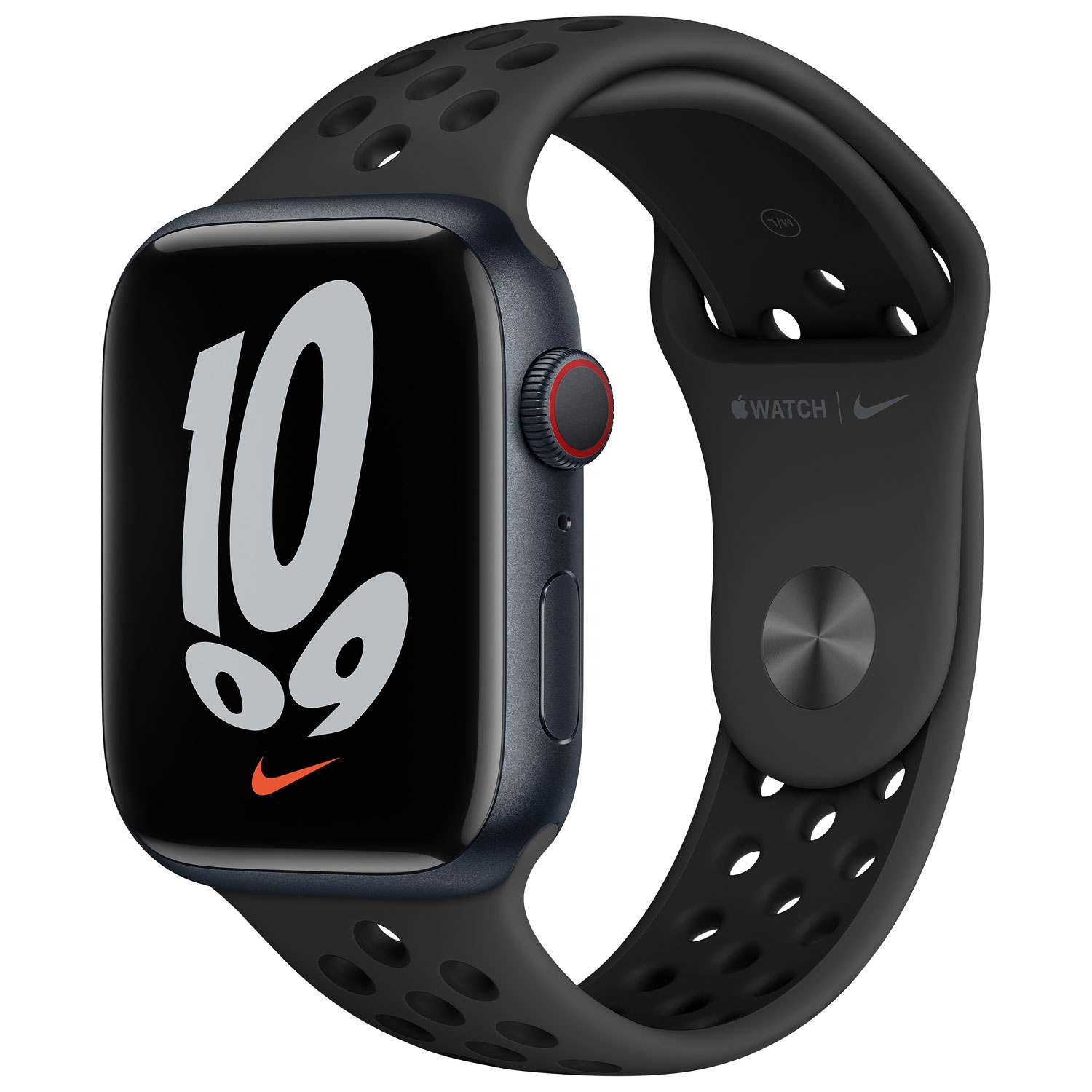 Refurbished (Fair) - Apple Watch Nike Series 7 (GPS+Cell) 45mm Midnight Aluminum Case with Anthracite/Black Nike Sport Band