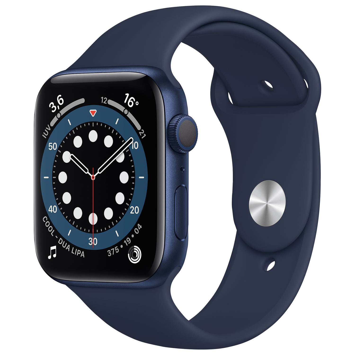 Refurbished (Fair) - Apple Watch Series 6 (GPS) 44mm Blue Aluminum Case with Deep Navy Sport Band