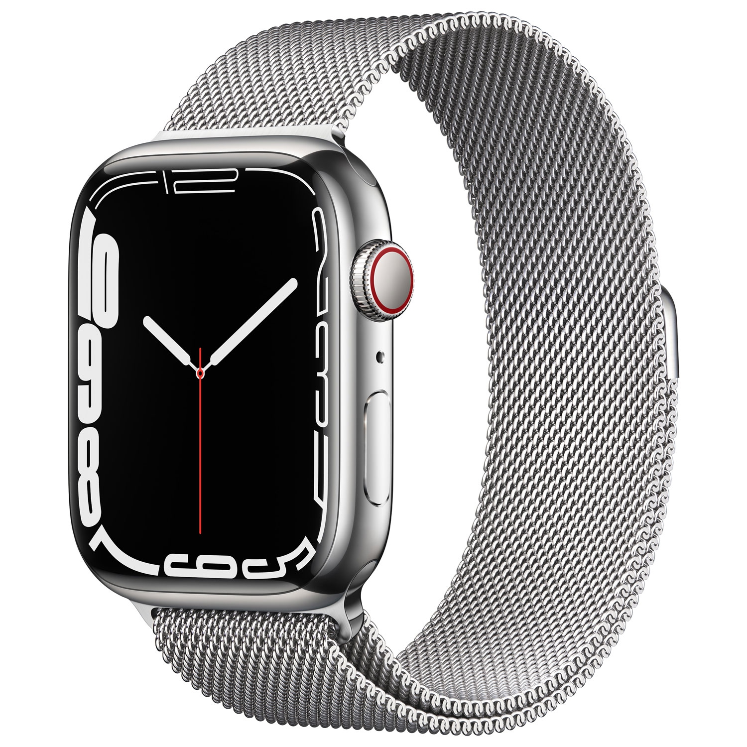Refurbished (Fair) - Apple Watch Series 7 (GPS + Cellular) 45mm Silver Stainless Steel Case with Silver Milanese Loop
