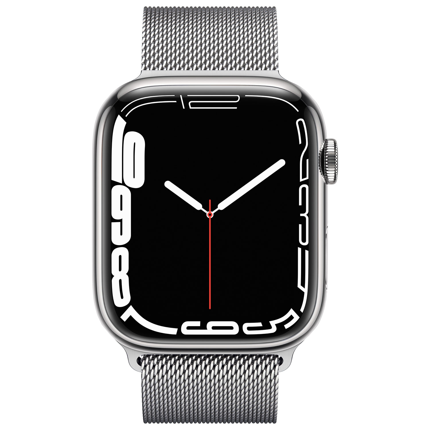 Refurbished - Apple Watch Series 7 (GPS + Cellular) 45mm Silver Stainless Steel Case with Silver Milanese Loop