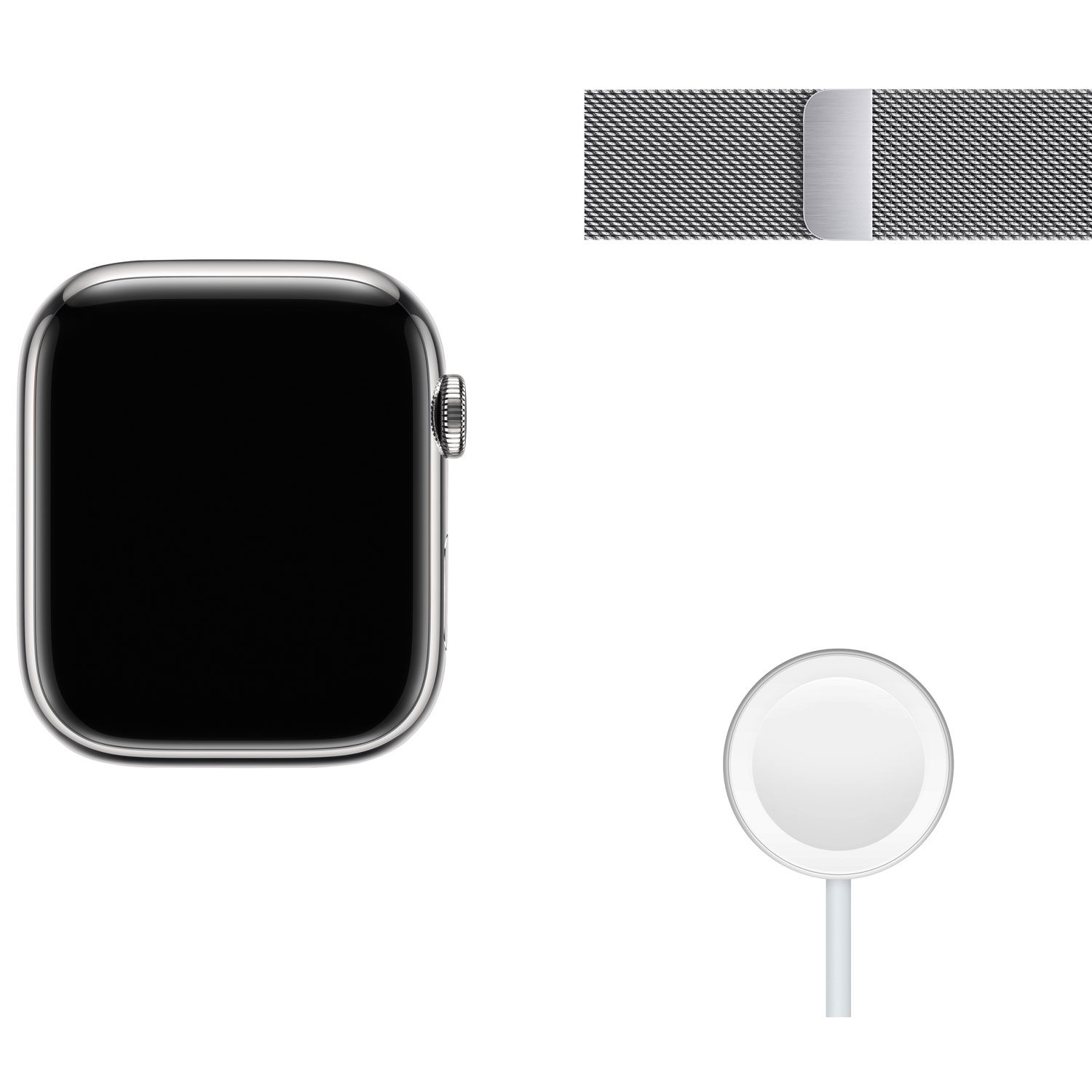 Refurbished - Apple Watch Series 7 (GPS + Cellular) 45mm Silver Stainless Steel Case with Silver Milanese Loop