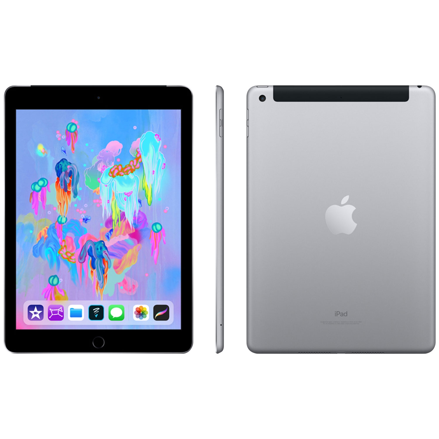 Remis à neuf - iPad 9,7 po 128 Go d’Apple avec Wi-Fi/LTE 4G - Gris cosmique (6e génération)