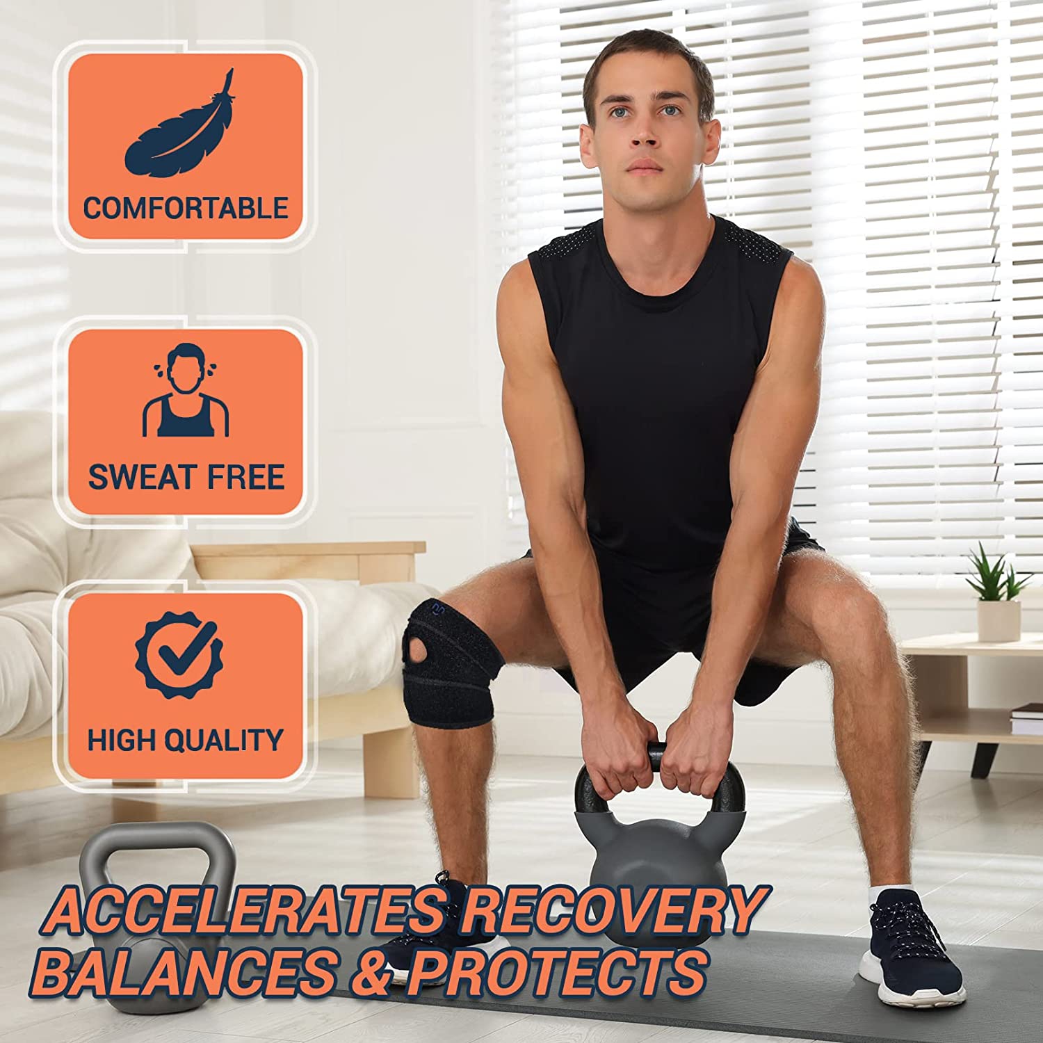 Compression réglable Genou patellar Pad Support de manchon de maintien pour hommes Femmes - Arthrite Douleur, Récupération des blessures, Course,