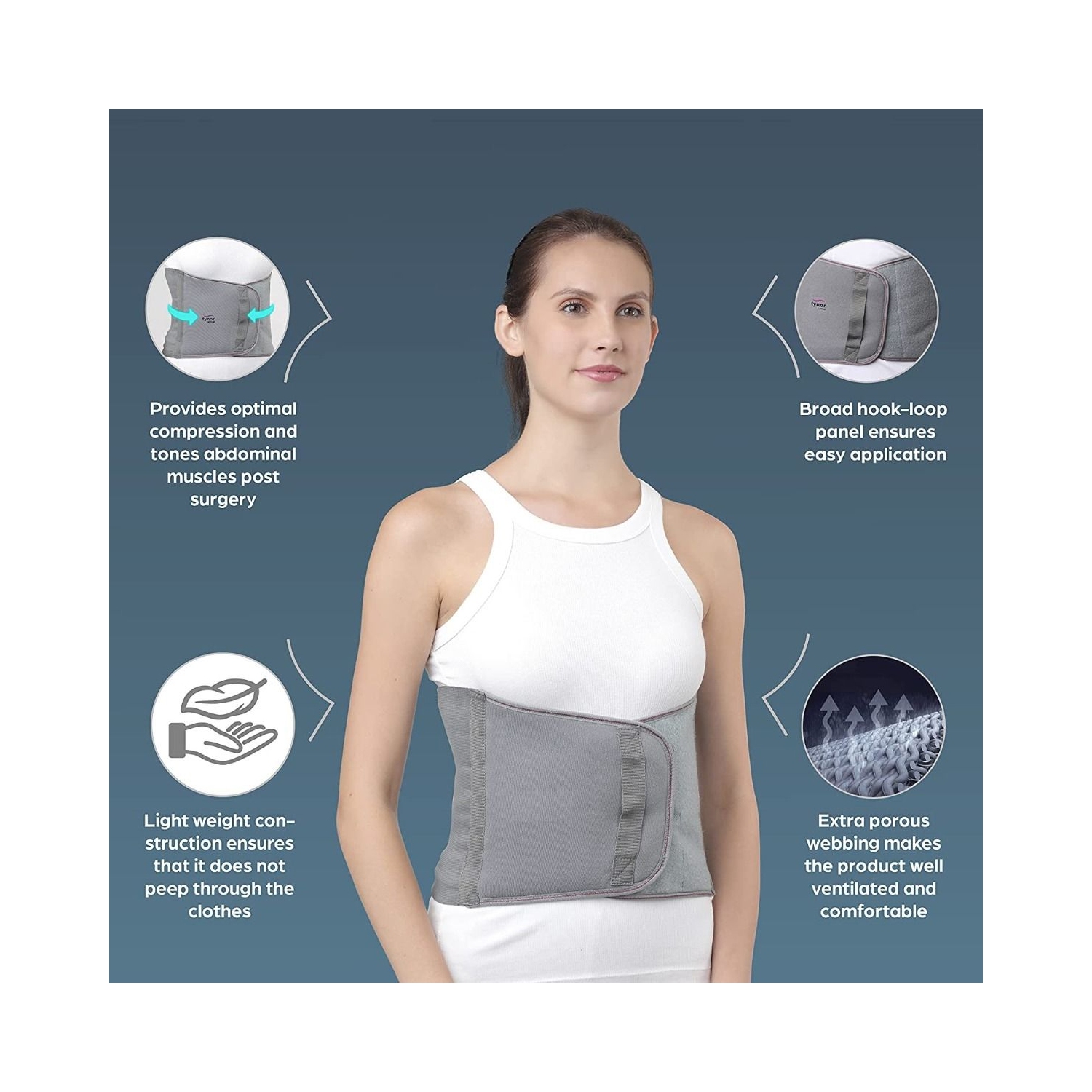 Abdominal Binder for Waist and Back Support, Compression Wrap, Post Surgery Support