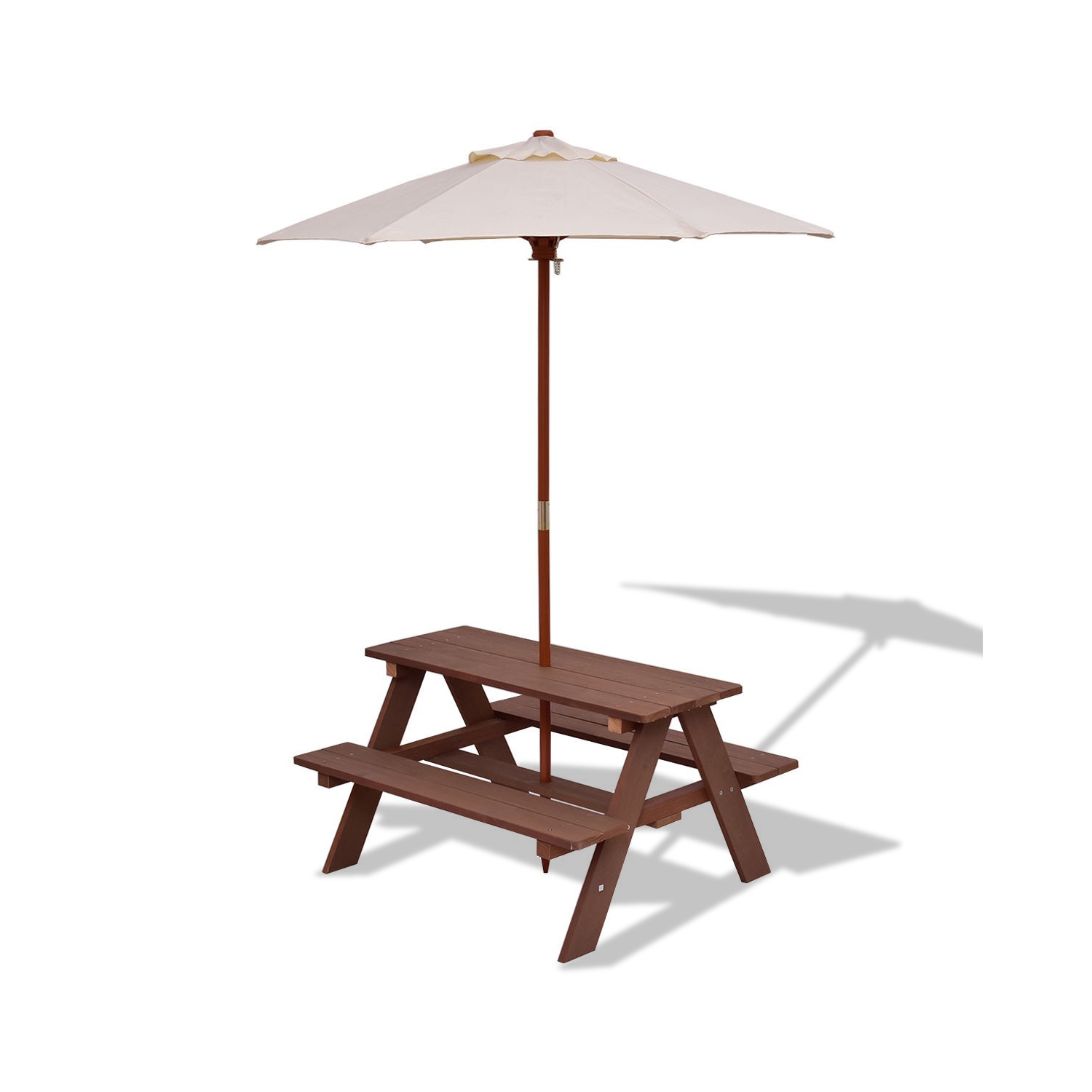 Outdoor 4-Seat Kid's Picnic Table Bench with Umbrella