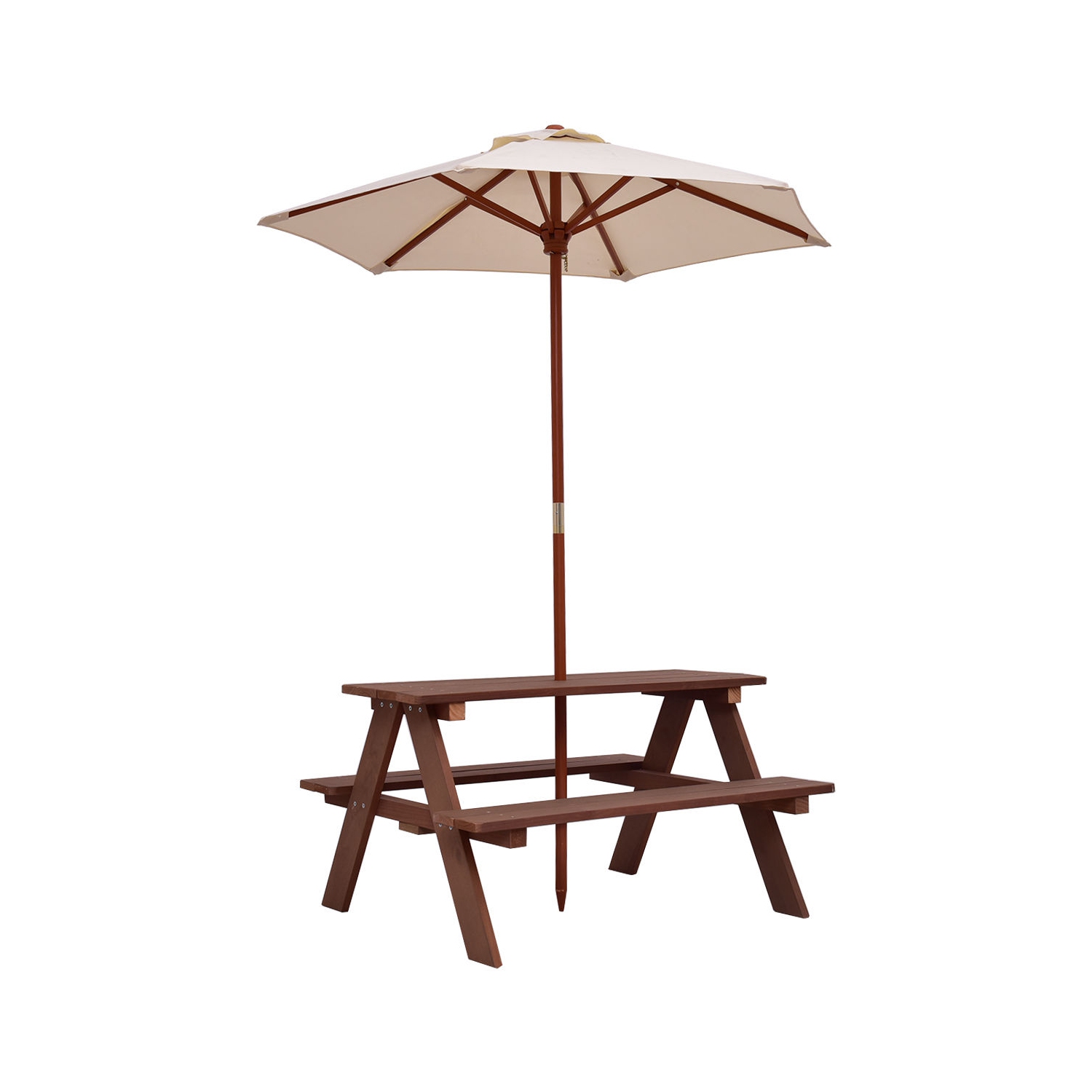 Outdoor 4-Seat Kid's Picnic Table Bench with Umbrella