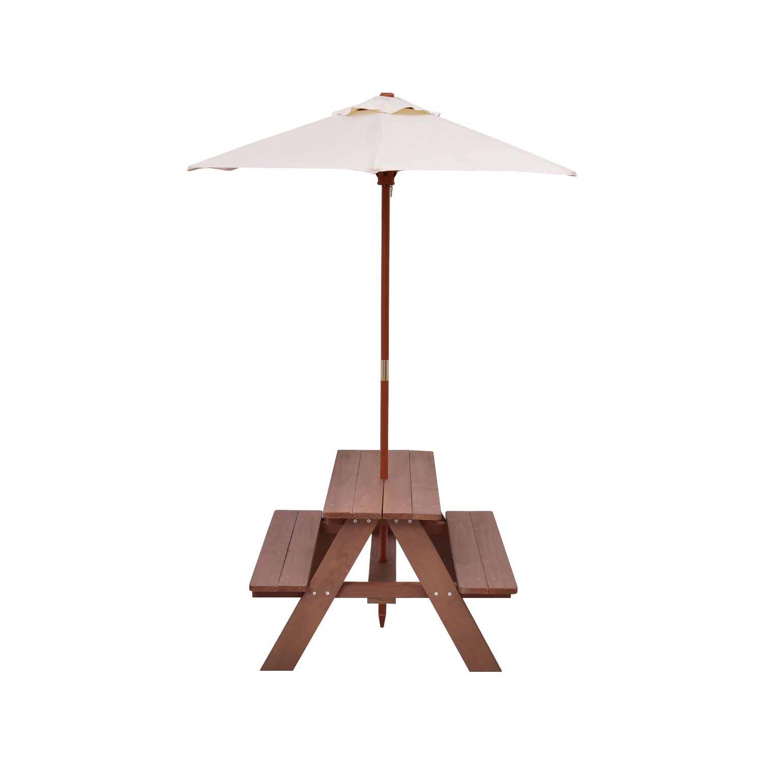 Outdoor 4-Seat Kid's Picnic Table Bench with Umbrella