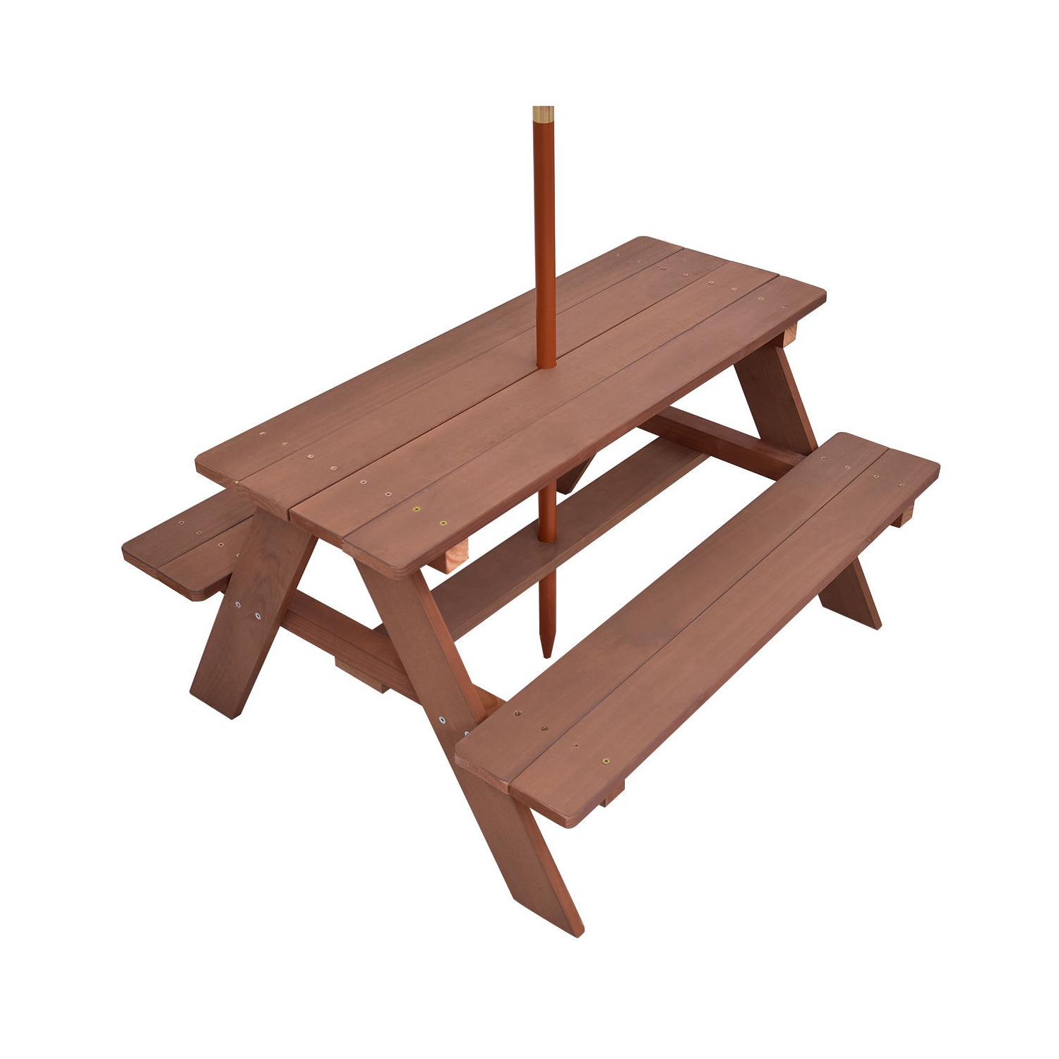 Outdoor 4-Seat Kid's Picnic Table Bench with Umbrella