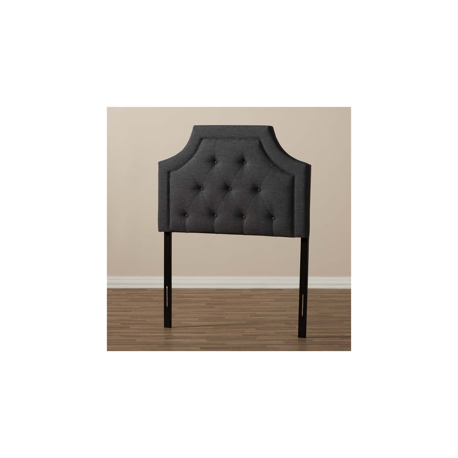 Tête de lit simple contemporaine en tissu capitonné Bowery Hill, gris foncé