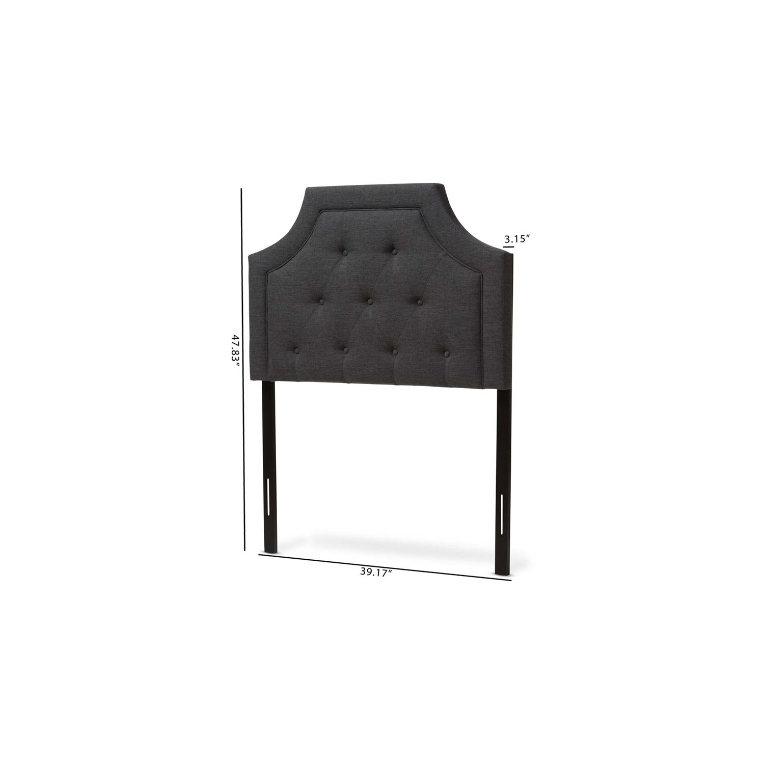 Tête de lit simple contemporaine en tissu capitonné Bowery Hill, gris foncé