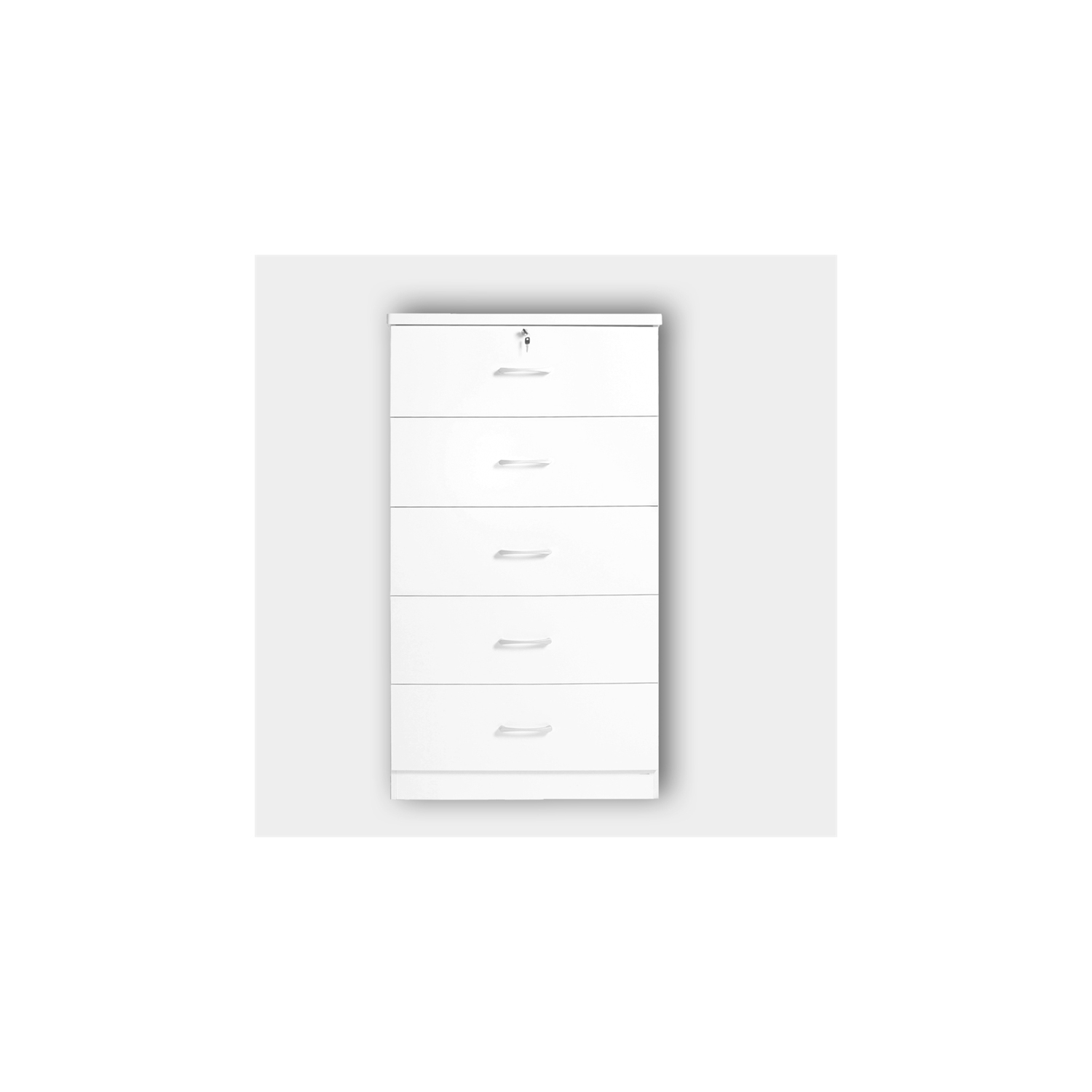 Better Home Products Olivia Wooden Tall 5 Drawer Chest Bedroom Dresser in White