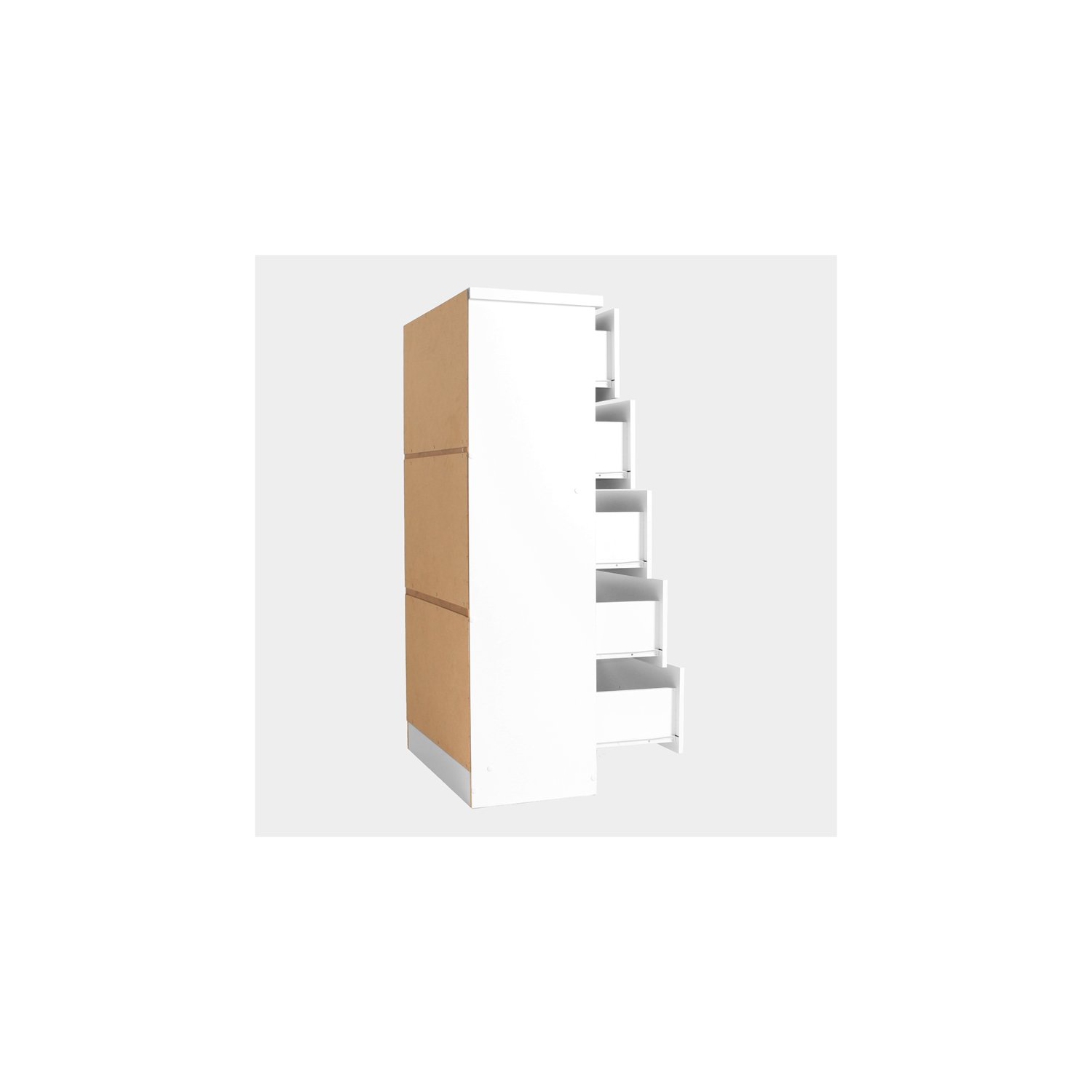 Better Home Products Olivia Wooden Tall 5 Drawer Chest Bedroom Dresser in White