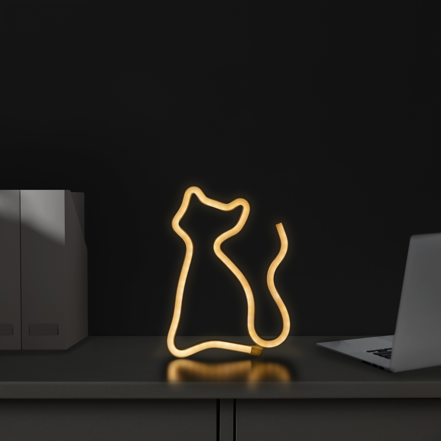 9" White Cat LED NEON Sign