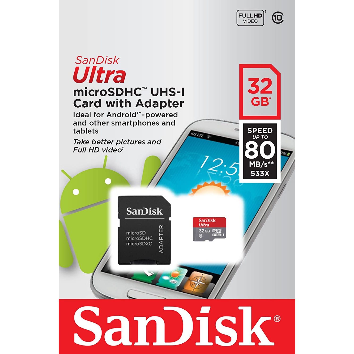 Carte mémoire SDHC Ultra 32 Go de SanDisk + adaptateur