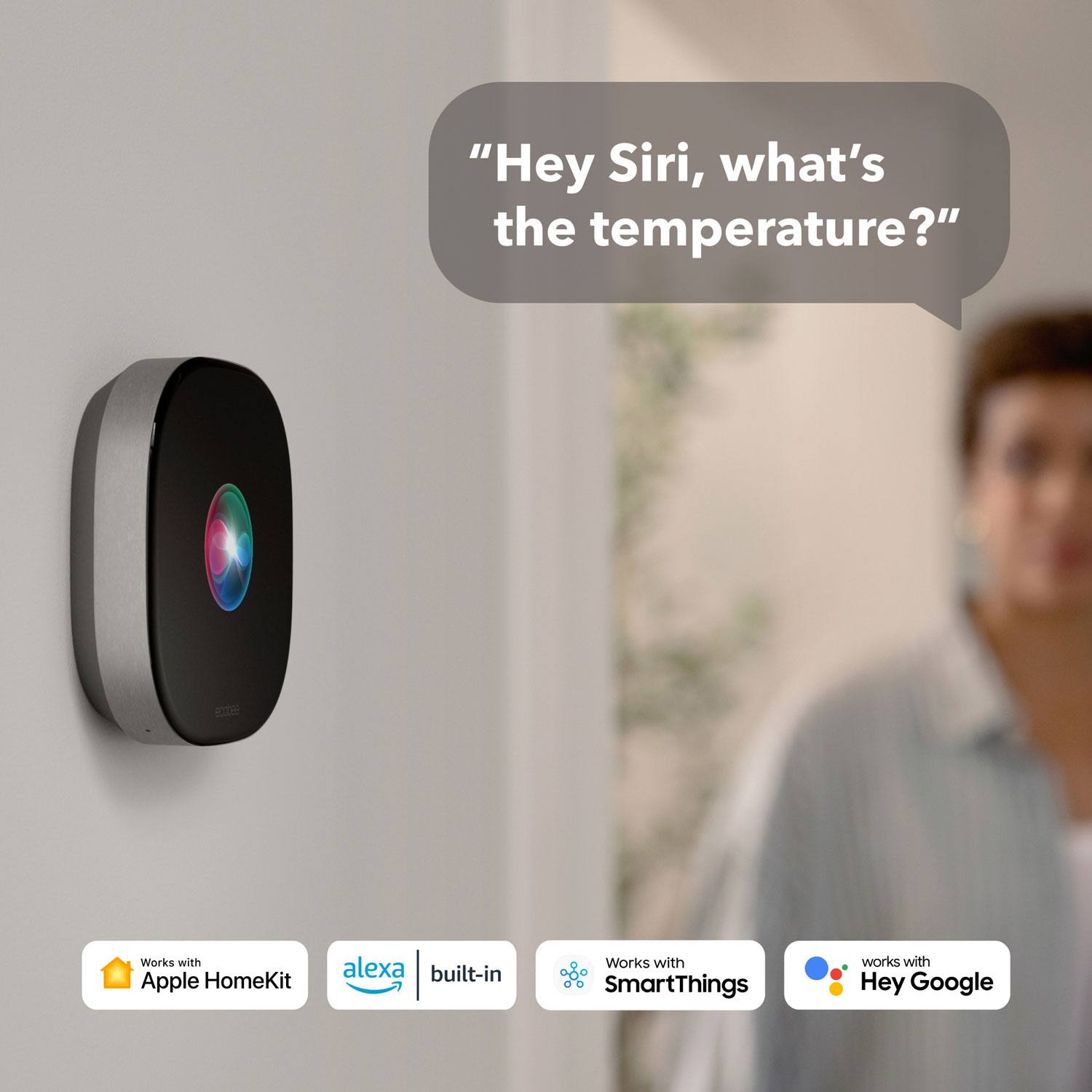 Thermostat intelligent Wi-Fi haut de gamme d'ecobee - Noir