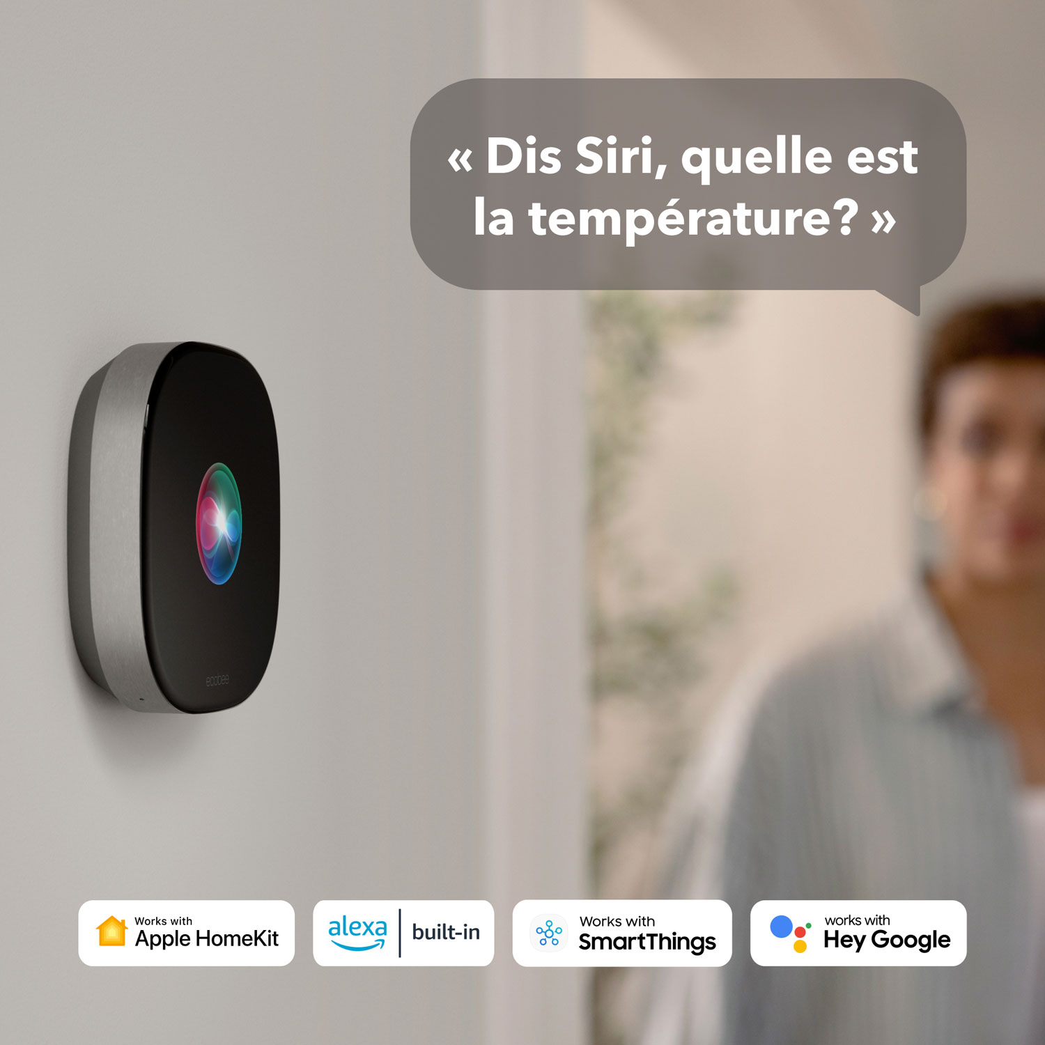 Thermostat intelligent Wi-Fi haut de gamme d'ecobee - Noir