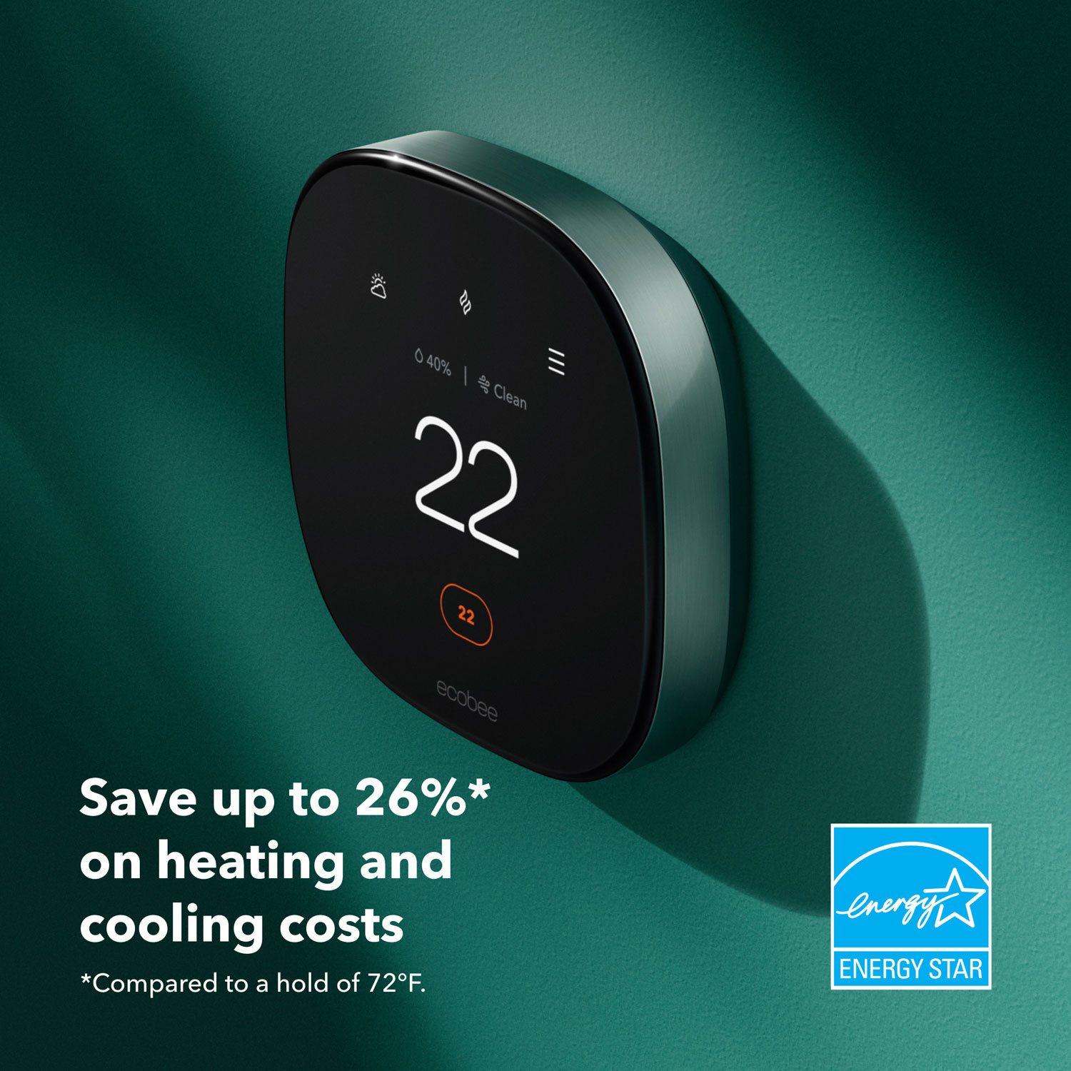 Thermostat intelligent Wi-Fi haut de gamme d'ecobee - Noir