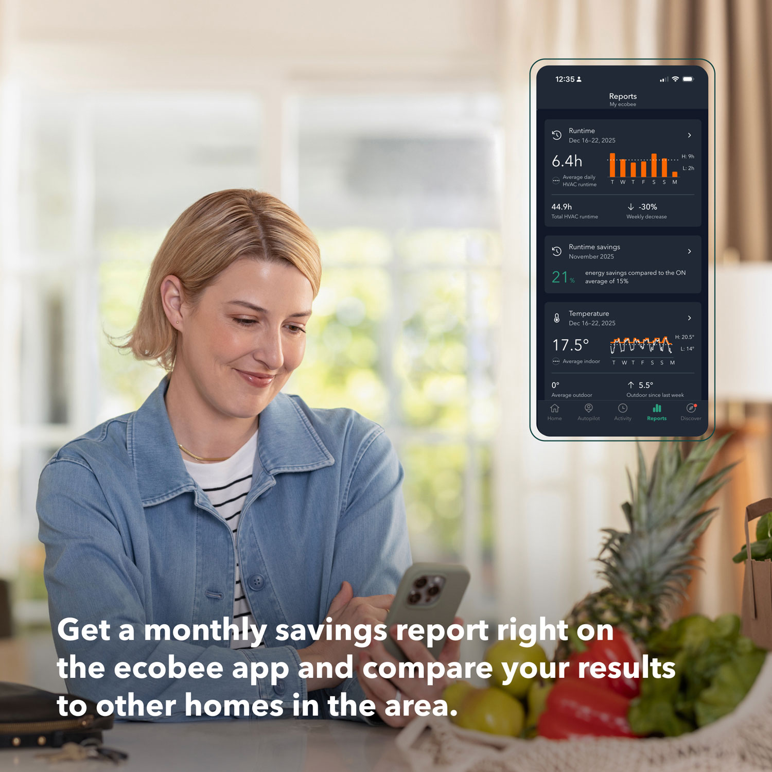 Thermostat intelligent Wi-Fi haut de gamme d'ecobee - Noir