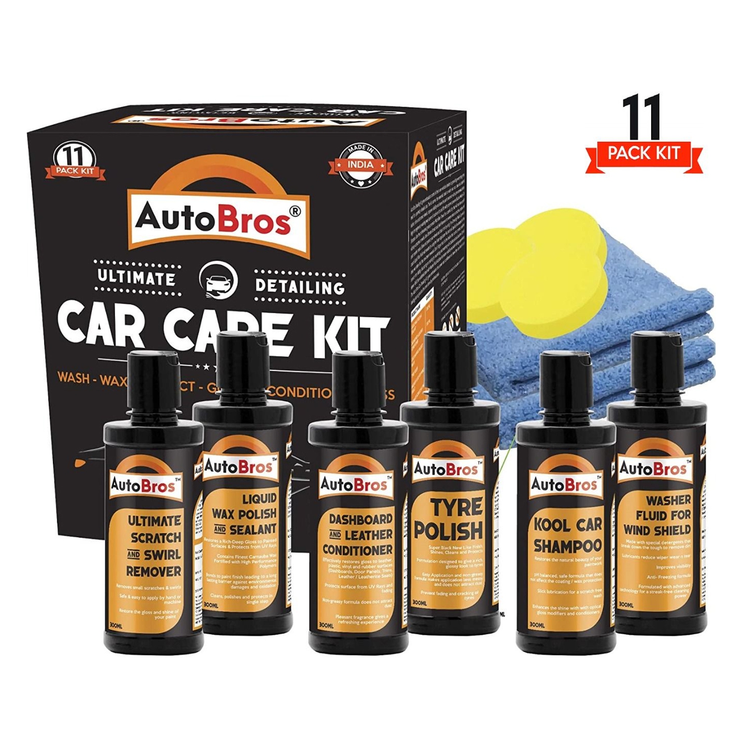 11pcs Auto Bros Large Car Care Kit Fine Body Compound Repair Polish Paint Remover Care , Car Care Detailing Car Kit