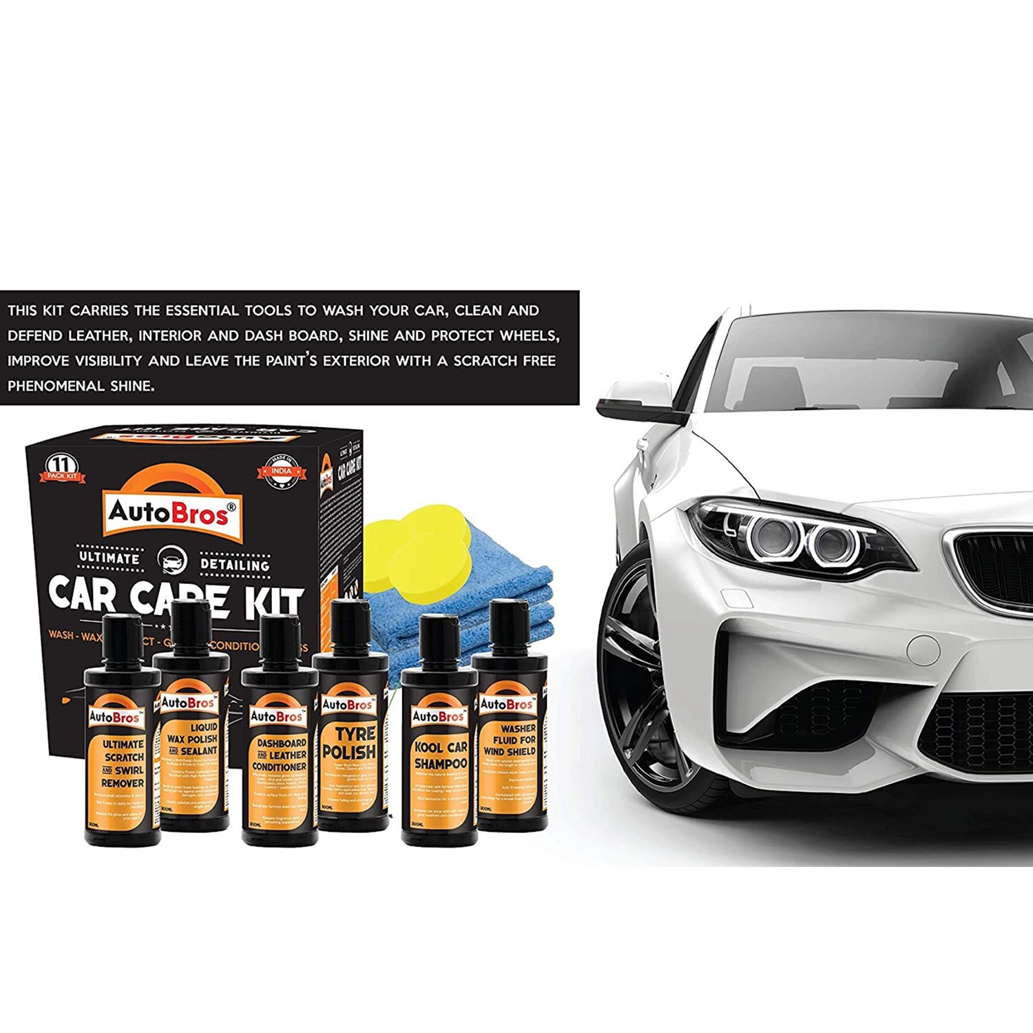 11pcs Auto Bros Large Car Care Kit Fine Body Compound Repair Polish Paint Remover Care , Car Care Detailing Car Kit