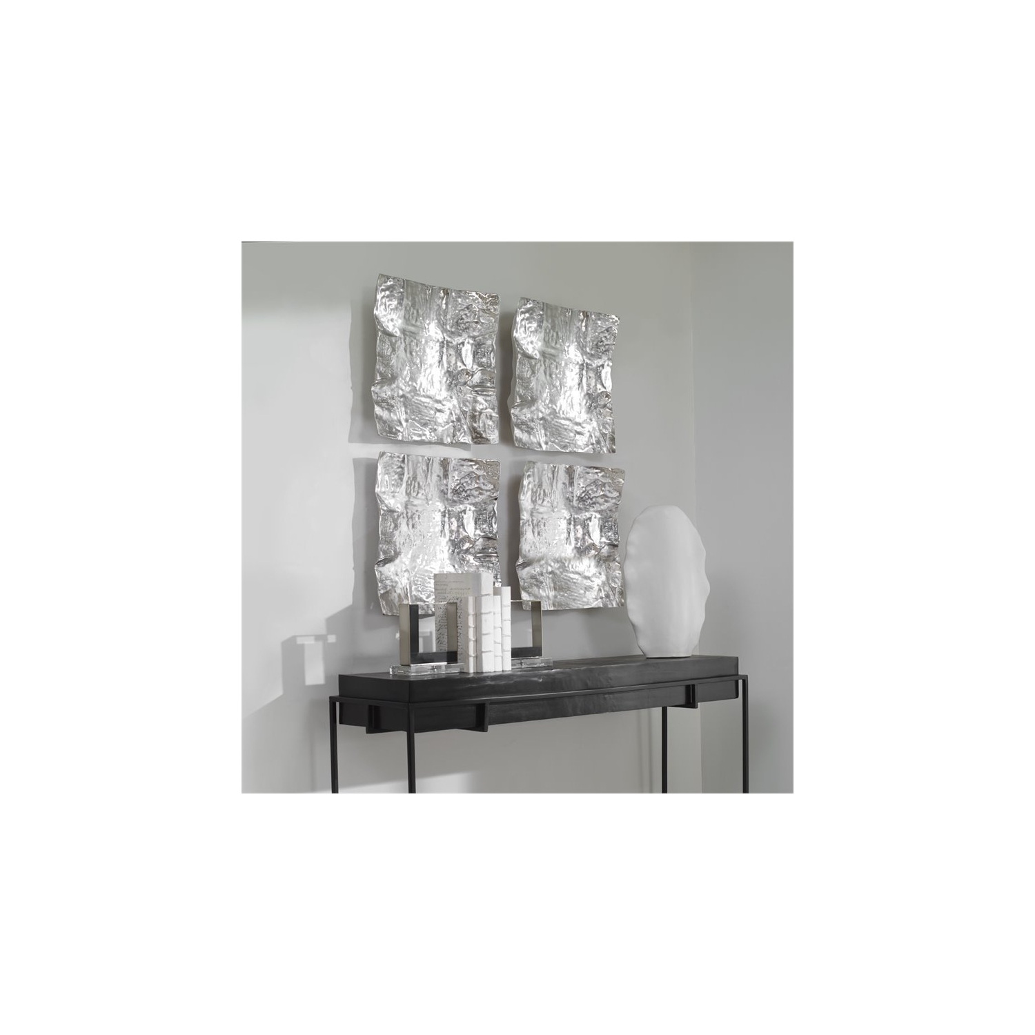 Uttermost Archive Organic Shape Contemporary Aluminum Wall Decor in Nickel