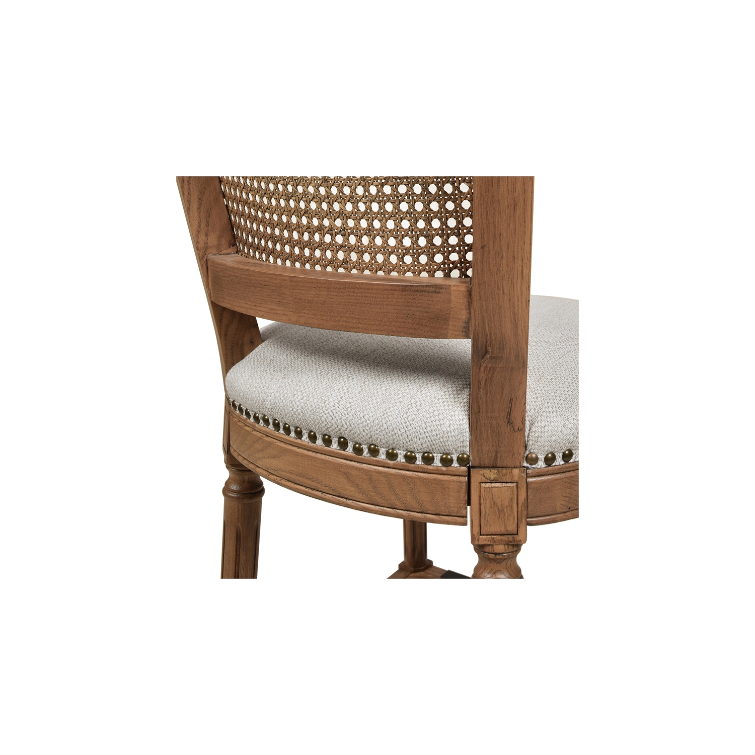 Tabouret de bar de style Triomphe en rotin tressé, polyester résistant aux taches de poivre blanc