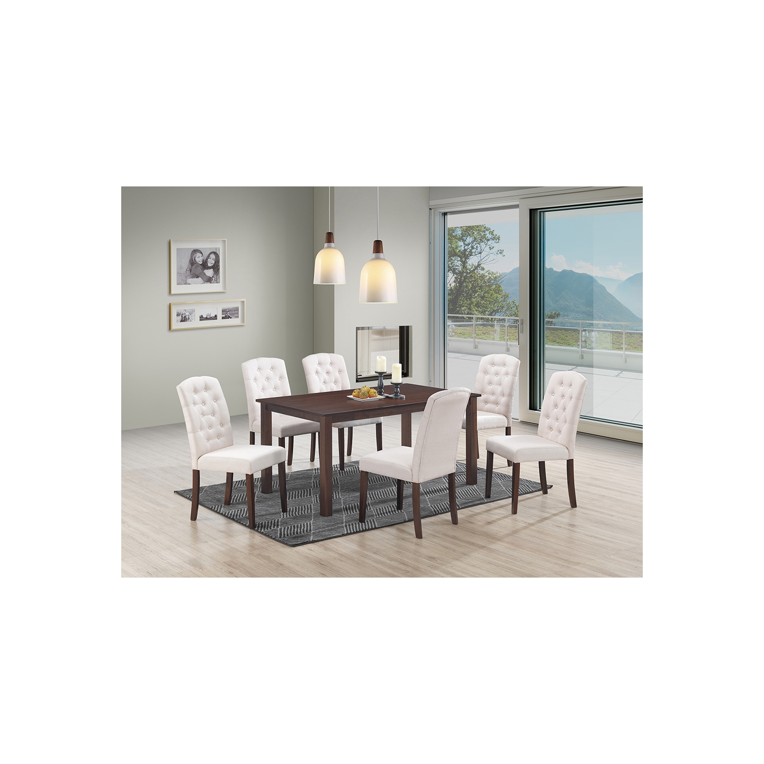 Ingrid 7Pc Solid Wood Dining Set - Beige