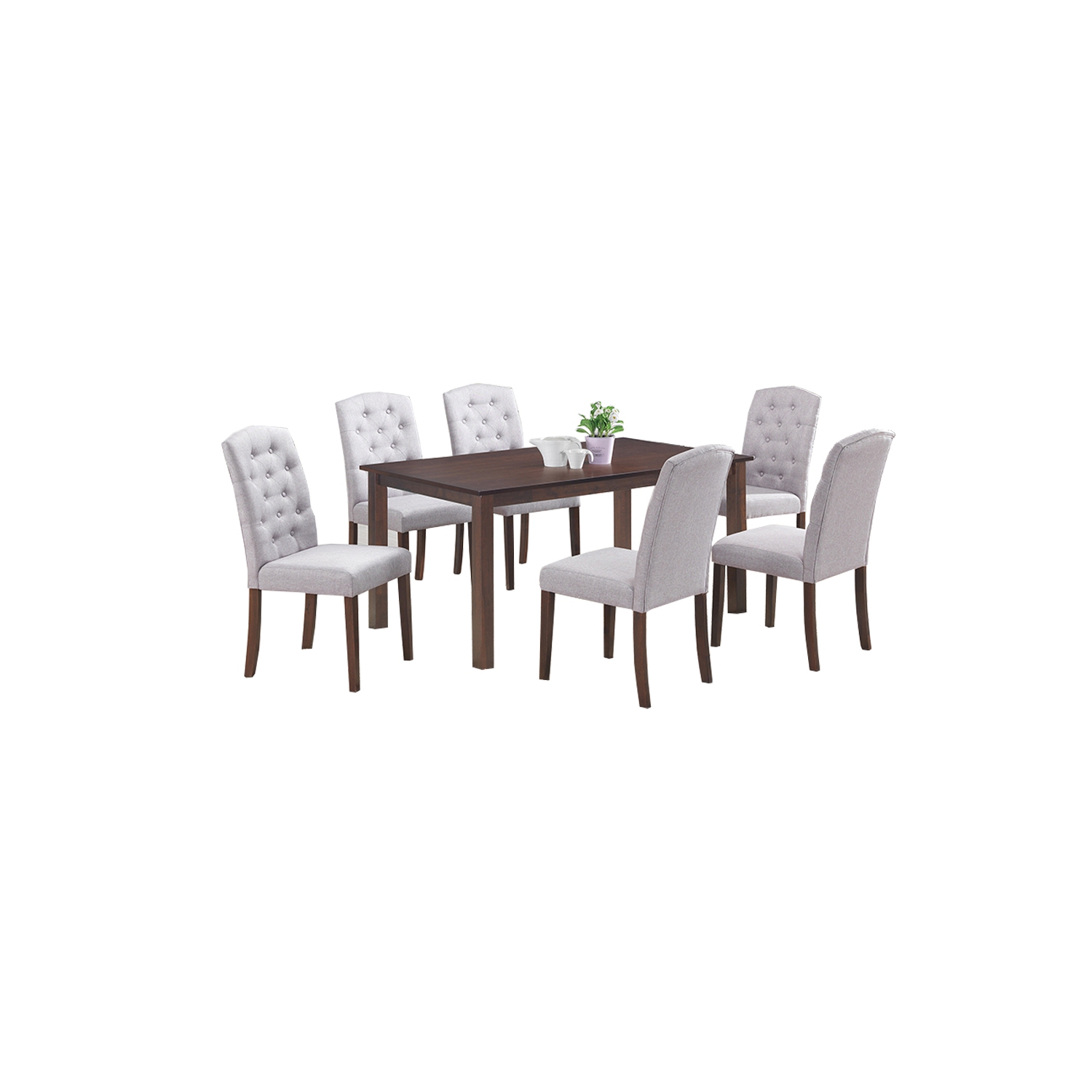 Ingrid 7Pc Solid Wood Dining Set - Light Grey - Free shipping in Ontario