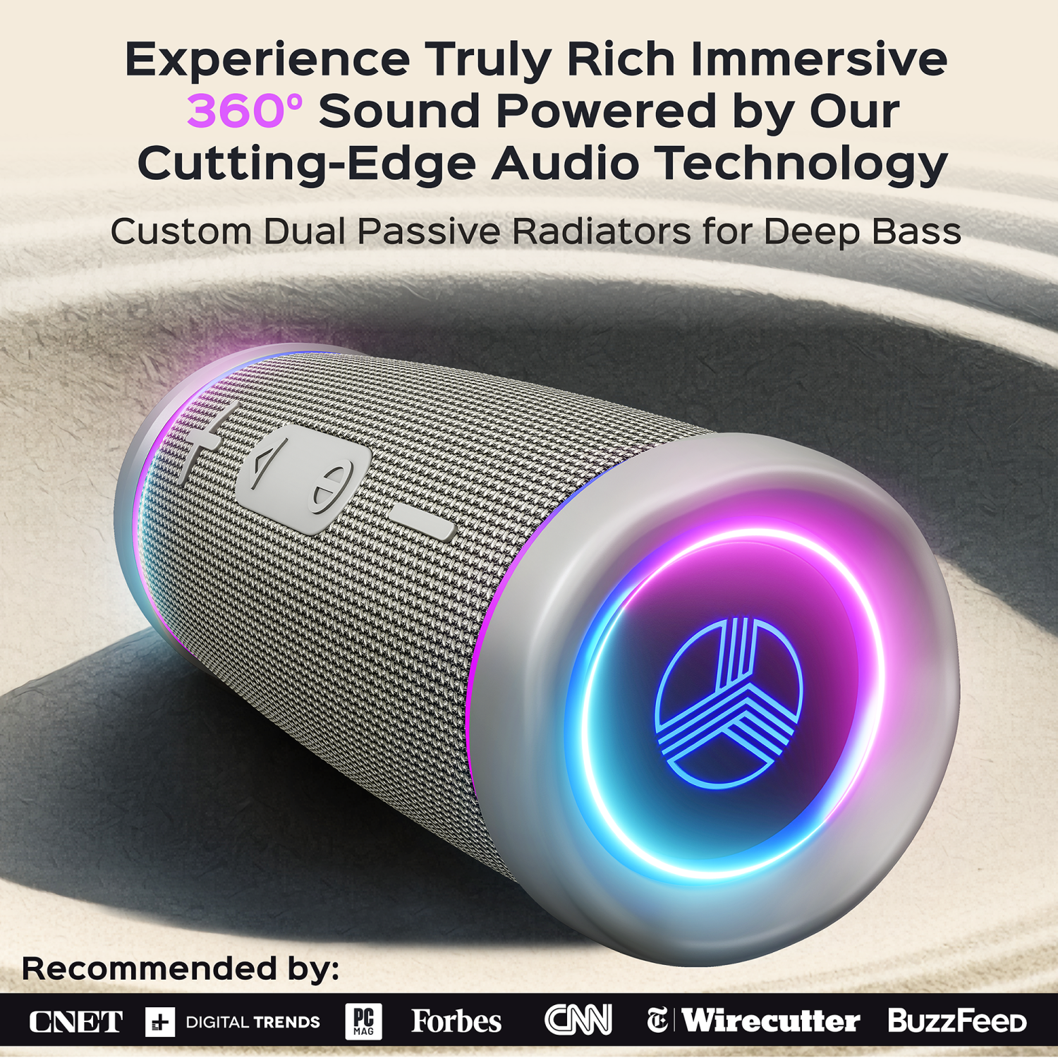 TREBLAB HD77 Bluetooth Speaker - Powerful 360° Sound with Impactful Bass, 30W Portable Wireless Audio, 20H Battery, IPX7 Waterproof, TWS Stereo