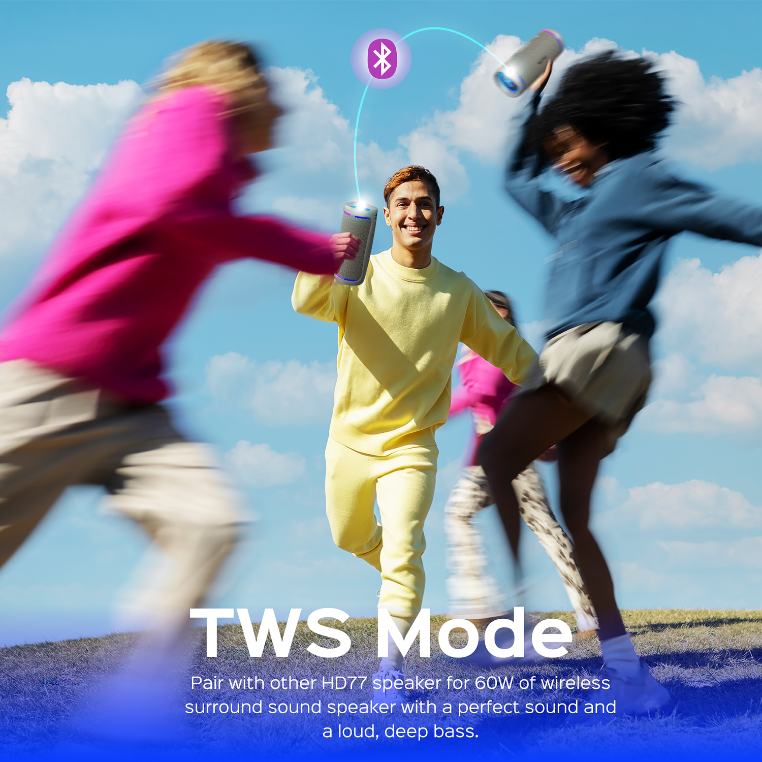 TREBLAB HD77 Bluetooth Speaker - Powerful 360° Sound with Impactful Bass, 30W Portable Wireless Audio, 20H Battery, IPX7 Waterproof, TWS Stereo