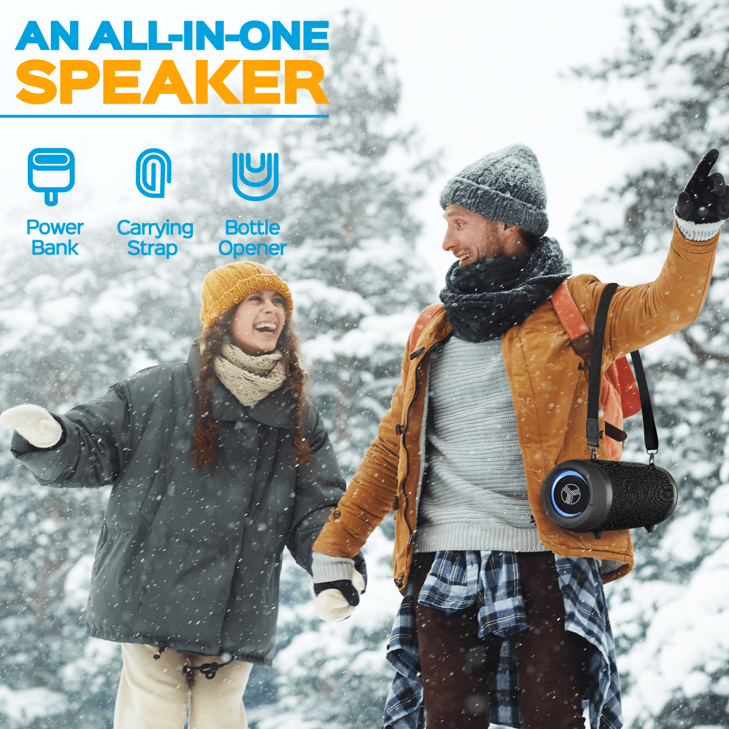 TREBLAB HD-Max - haut-parleurs stéréo Bluetooth puissants, 60 W, 20H Playtime, Powerbank, haut-parleur portatif extérieur IPX7, TWS, Deep Bass,