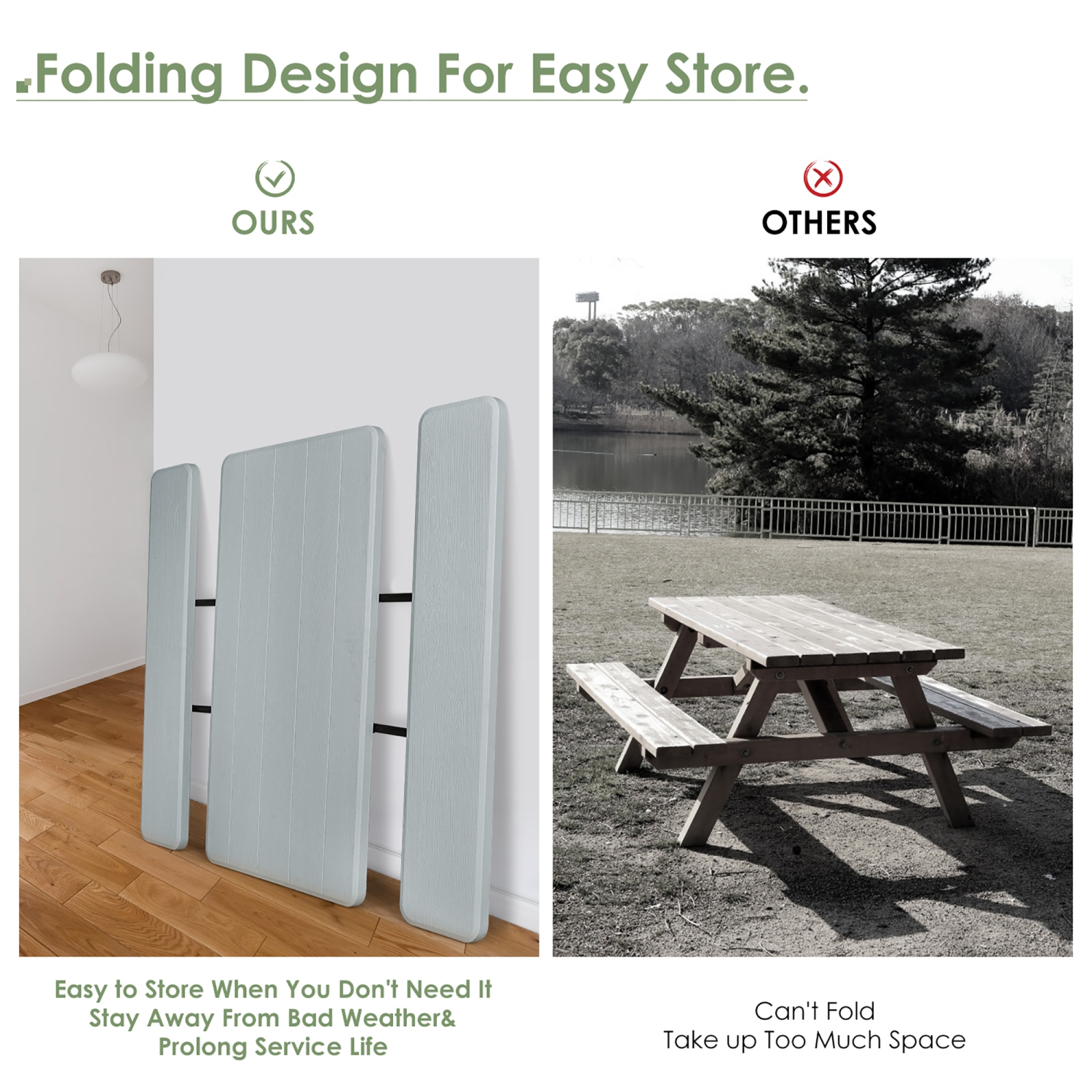 Costway Foldable Picnic Table Bench Set Outdoor Camping for Patio & Backyard