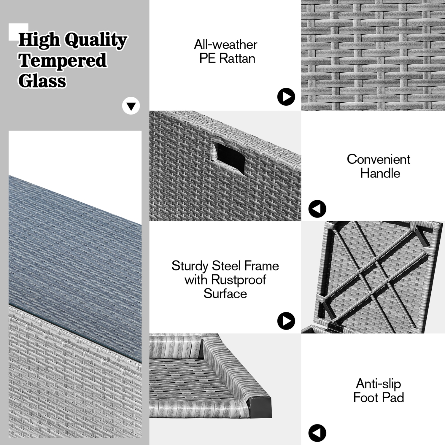 Costway 8PCS Patio Rattan Furniture Set Storage Waterproof Cover Cushion