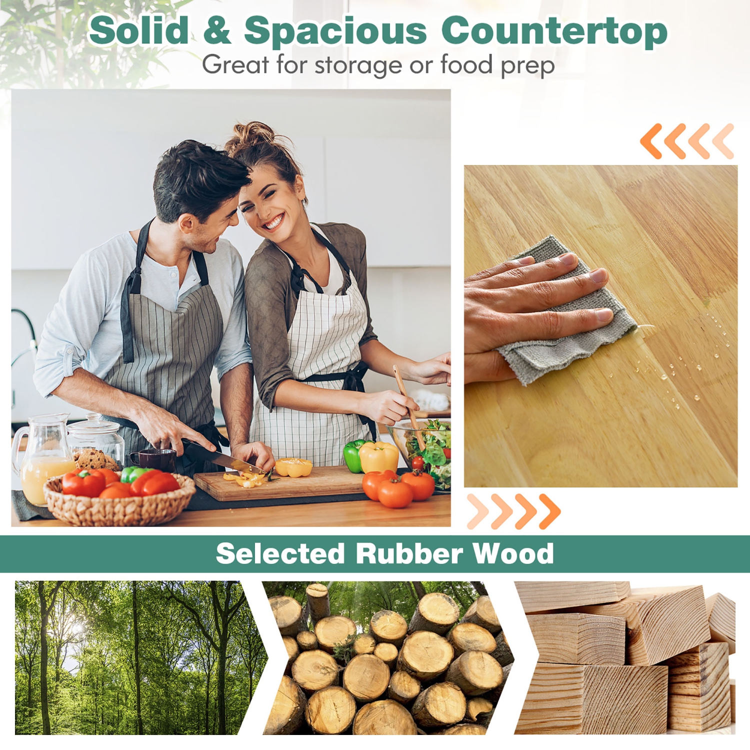 Armoire utilitaire robuste à roulettes pour îlot de cuisine de Costway avec chariot de rangement noir