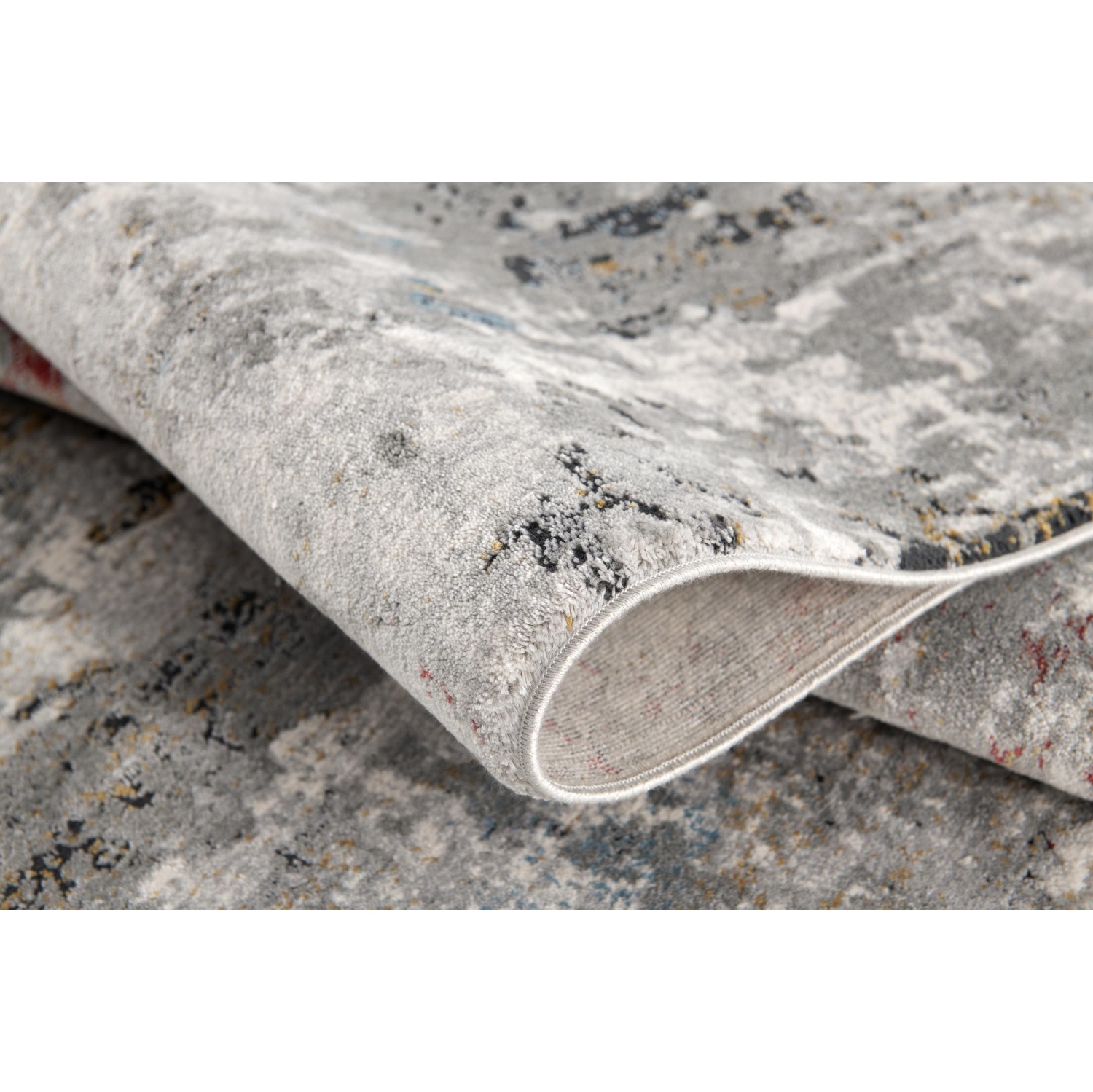 Tapis d'intérieur rembourré Tessera gris/rouge d'aspect usé et confortable