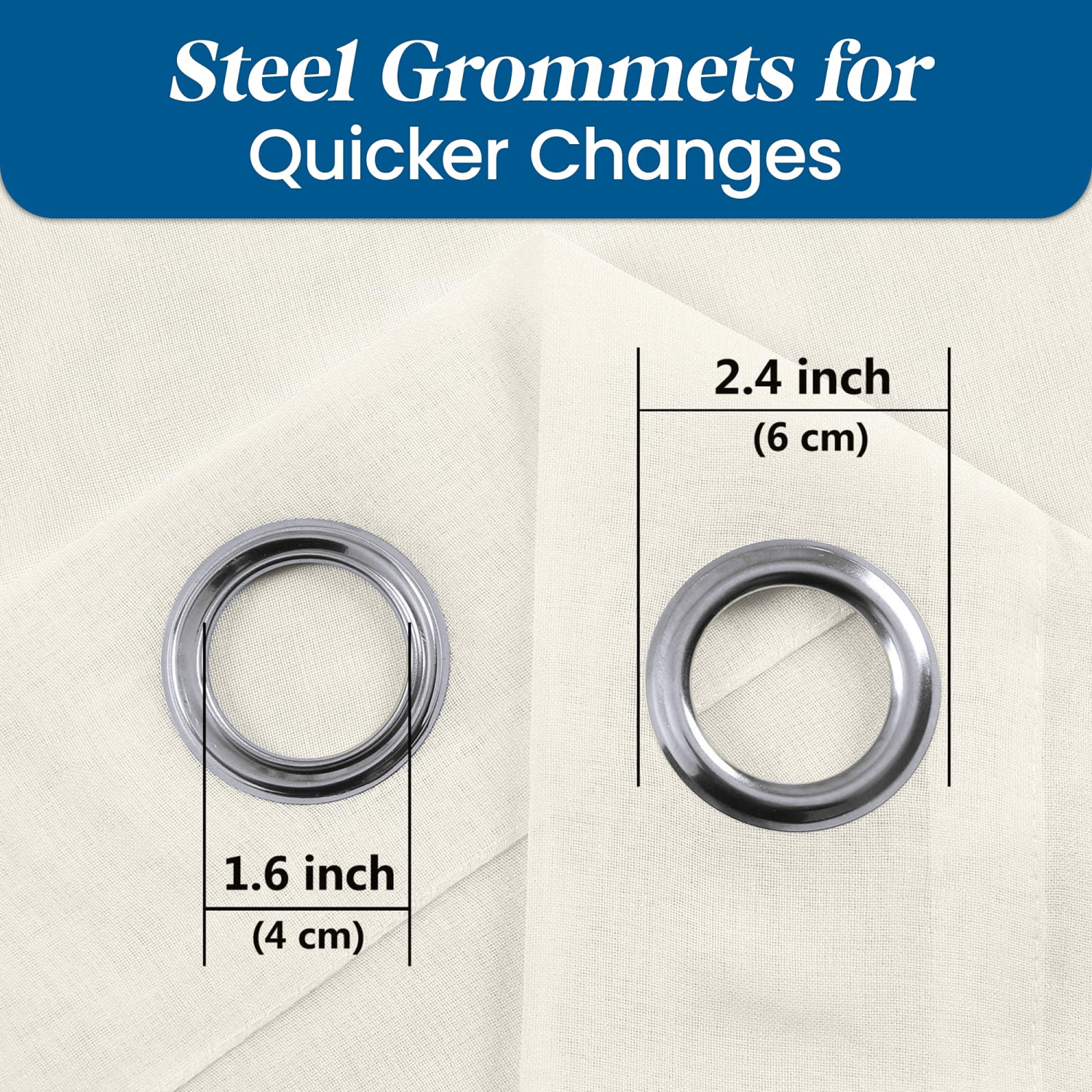 Canadian Linen Voile Sheer Curtains, W 52" x L 84", 2 Panels Light Filtering Machine Washable Sheer Window Drapes Ring Curtain for Home Bedroom, Cream