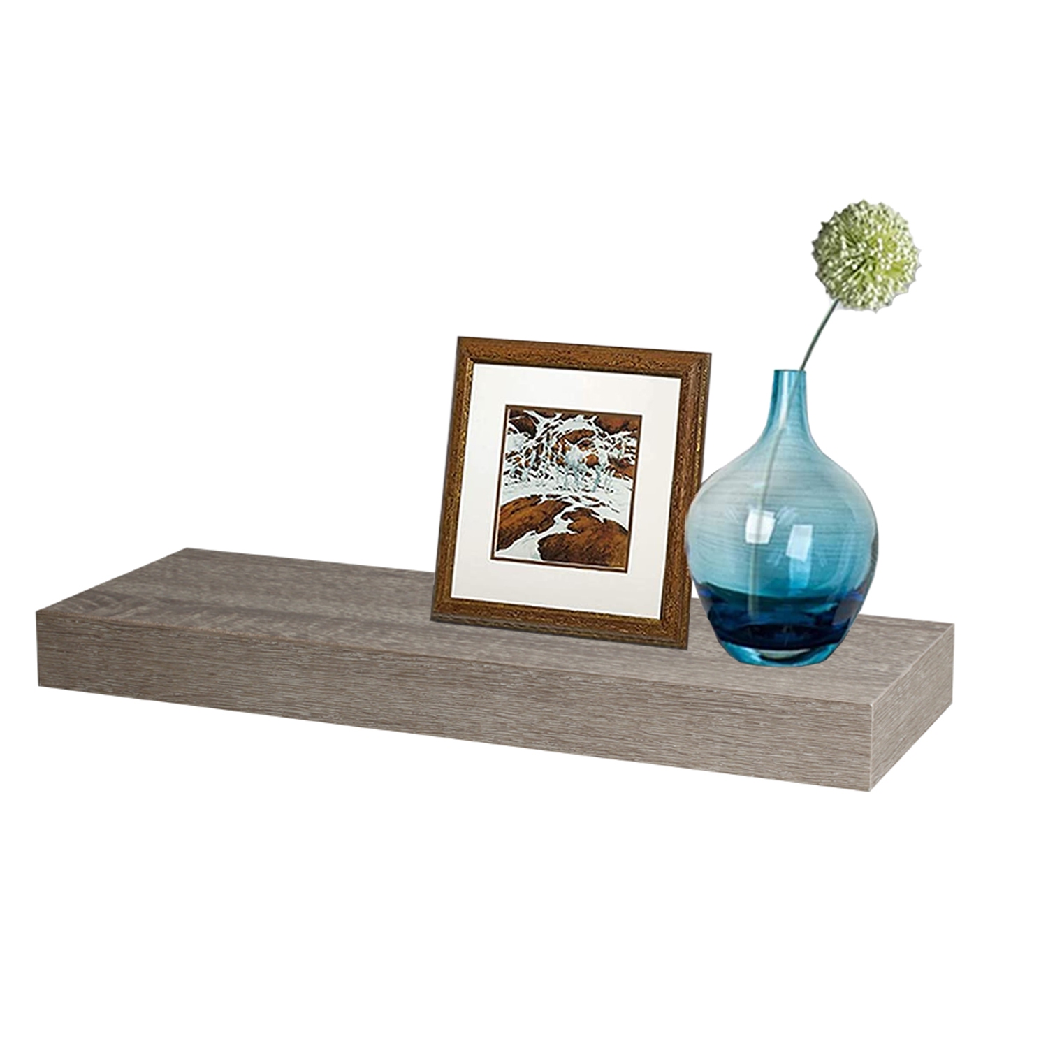 ITY International - Mini Tablette Flottante Individuelle en Bois, 16" x 5.1" x 1.5", Gris Taupe