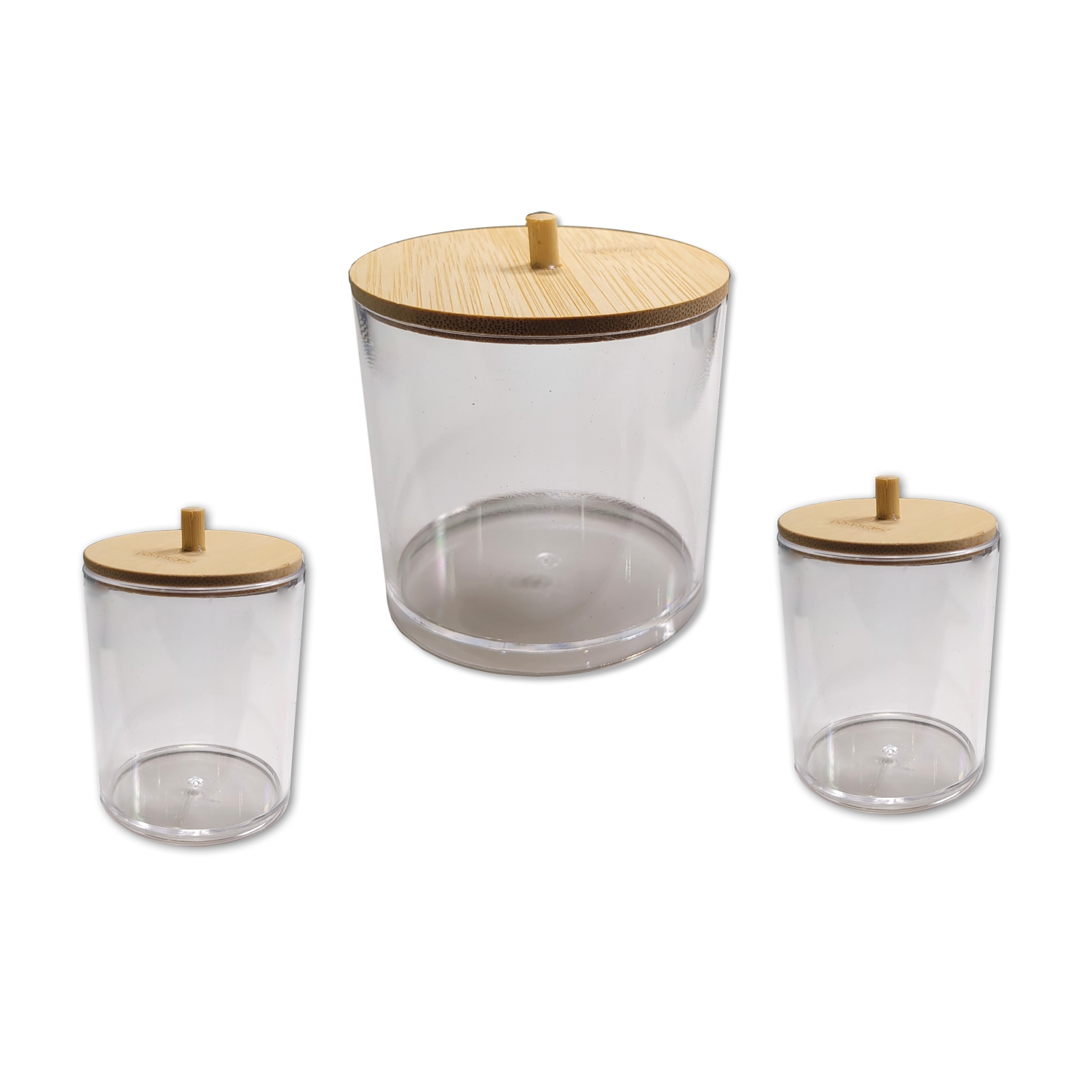 ITY International - Set of 1 Large and 2 Small Storage Jar with Bamboo Lid