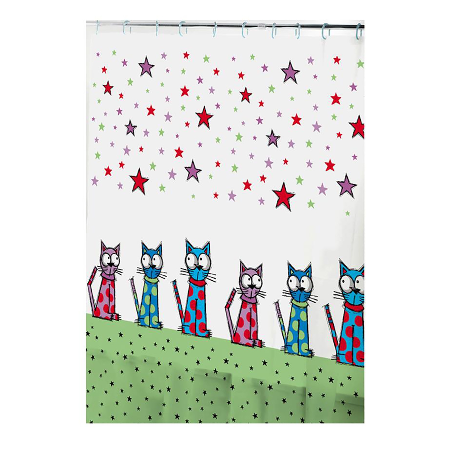ITY International - Rideau de Douche en Peva, 71" x 71", Motif de Chats