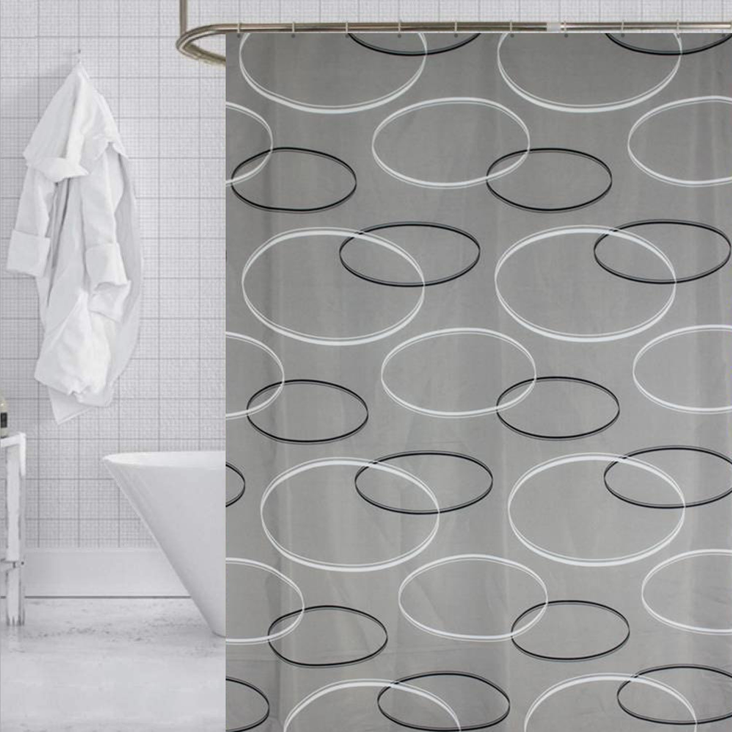 ITY International - Polyester Shower Curtain, 71" x 71", Gray