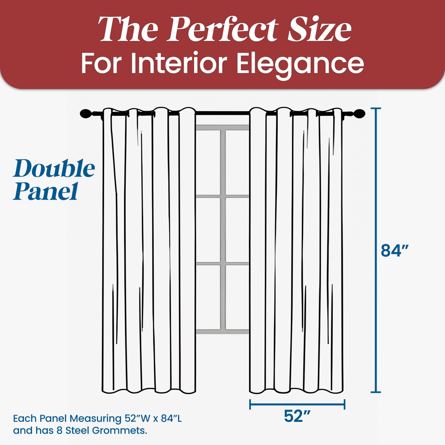 Canadian Linen Voile Sheer Curtains W 52" x L 84" 2 Panels Light Filtering Washable Sheer Window Drapes Ring Curtains, Decorative White/Red Embroidery