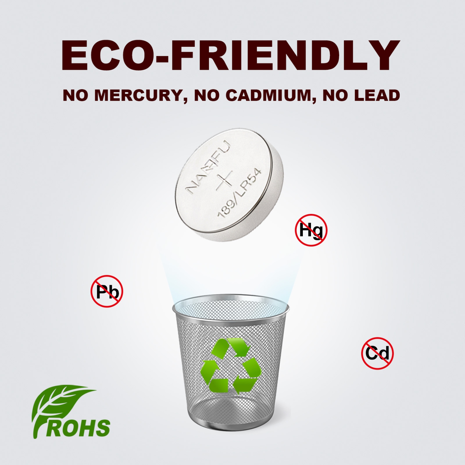 Paquet de 100 piles plates LR54/189 de NANFU