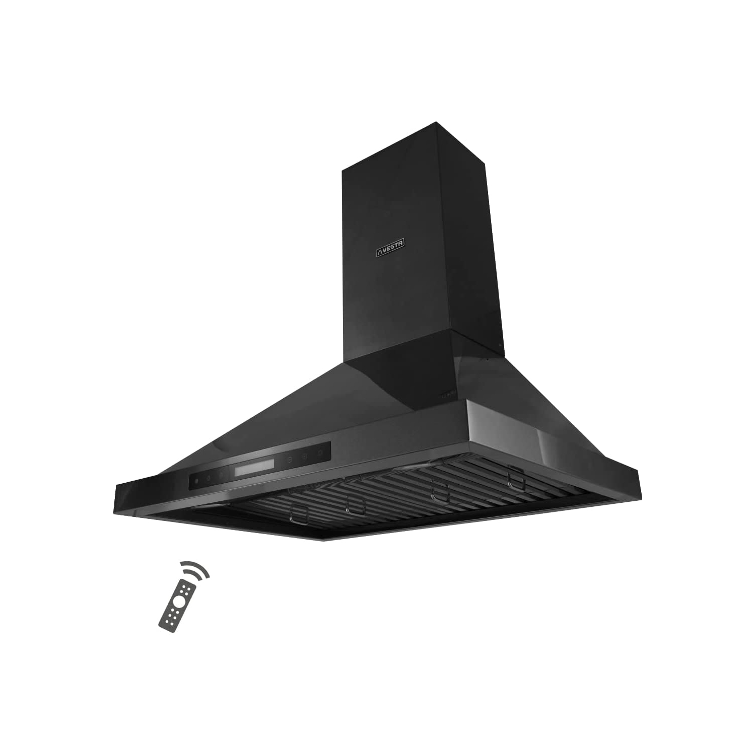 Vesta 900CFM Frankfurt Black Stainless Steel Wall Mounted Range Hood With Touch Screen Control, 2 Pcs Baffle Filters, 4 Speed Levels, Adjustable